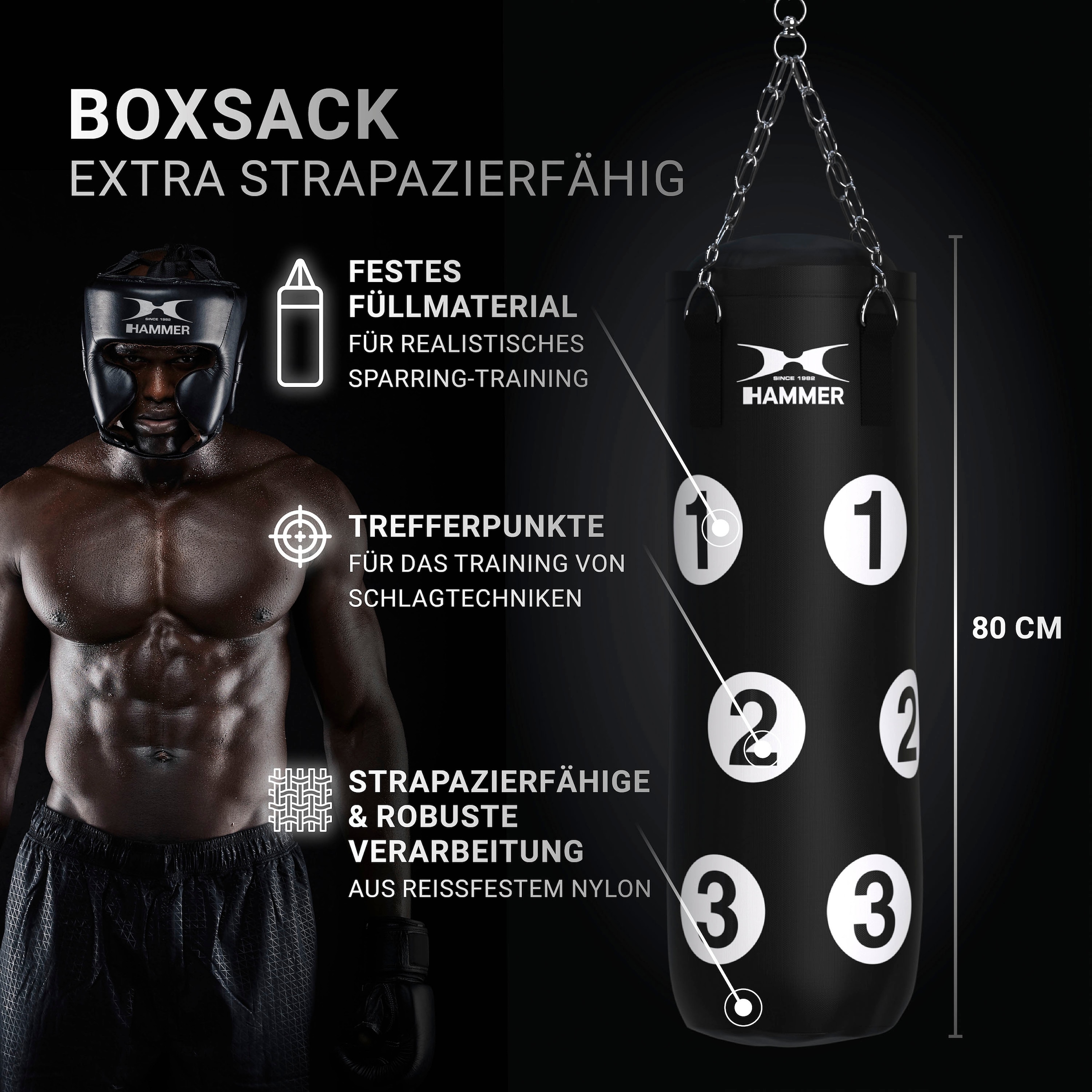 Hammer Boxsack »Sparring Boxhandschuhen-mit Sprungseil-mit online Trainings-DVD-mit mit (Set, Professional«, kaufen Haken)