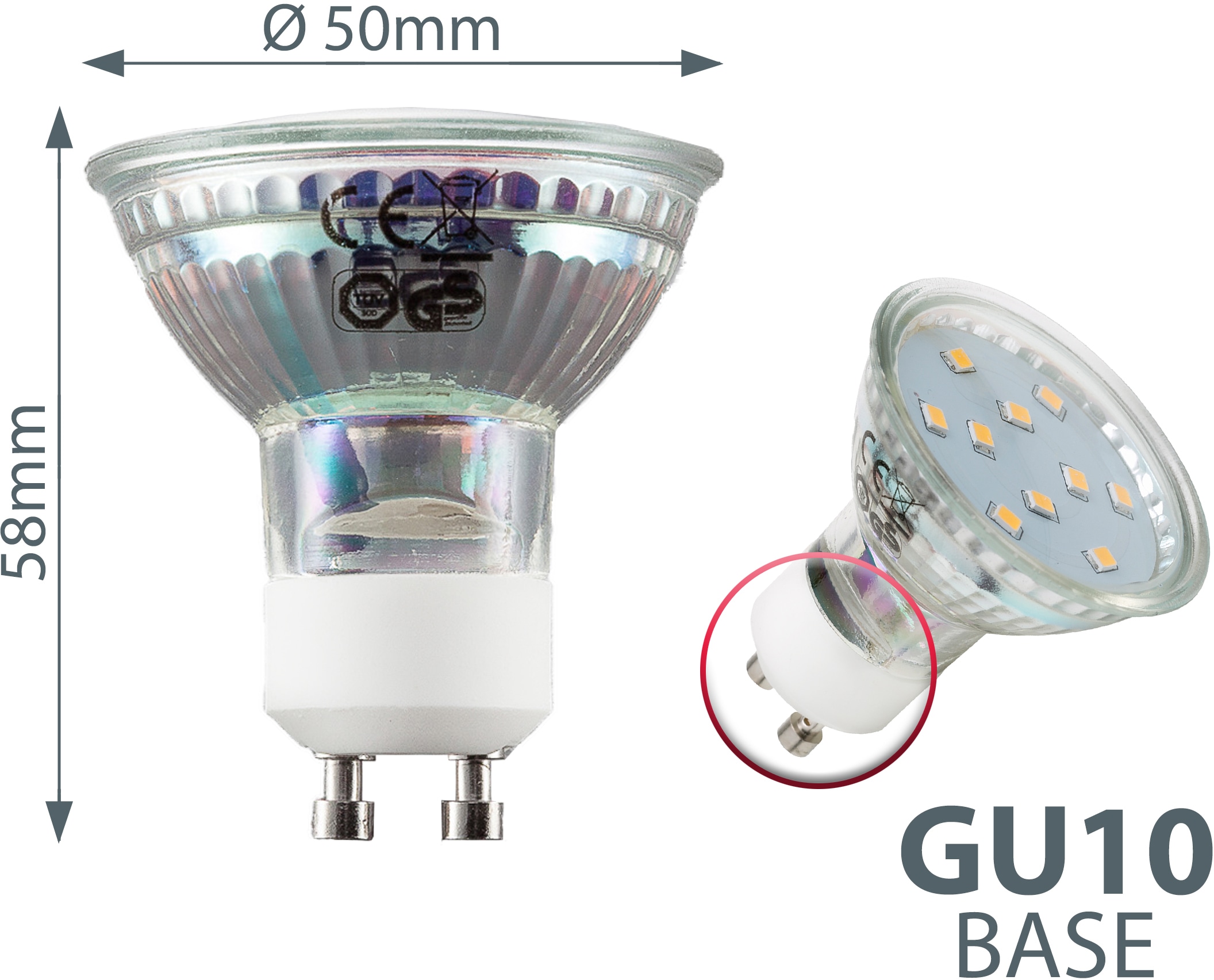 B.K.Licht LED-Leuchtmittel, GU10, 5 St., Warmweiß, LED Lampe Birne 3W 3.000K 250 Lumen