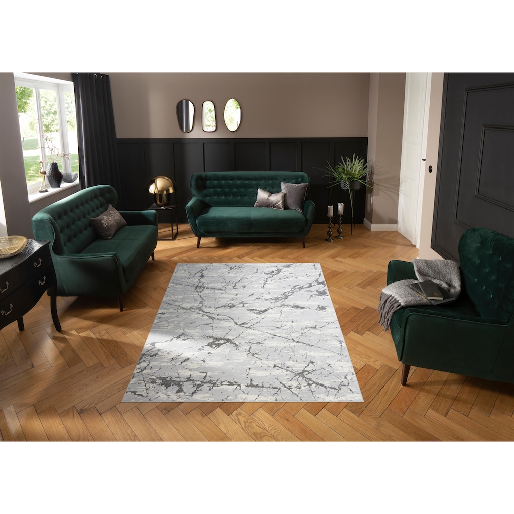Leonique Teppich »Kalmus«, rechteckig, 11 mm Höhe, modernes Marmor Design, Kurzflor-Teppich, pflegeleicht, weich, ideale Teppiche für Wohnzimmer, Schlafzimmer, Esszimmer, Arbeitszimmer
