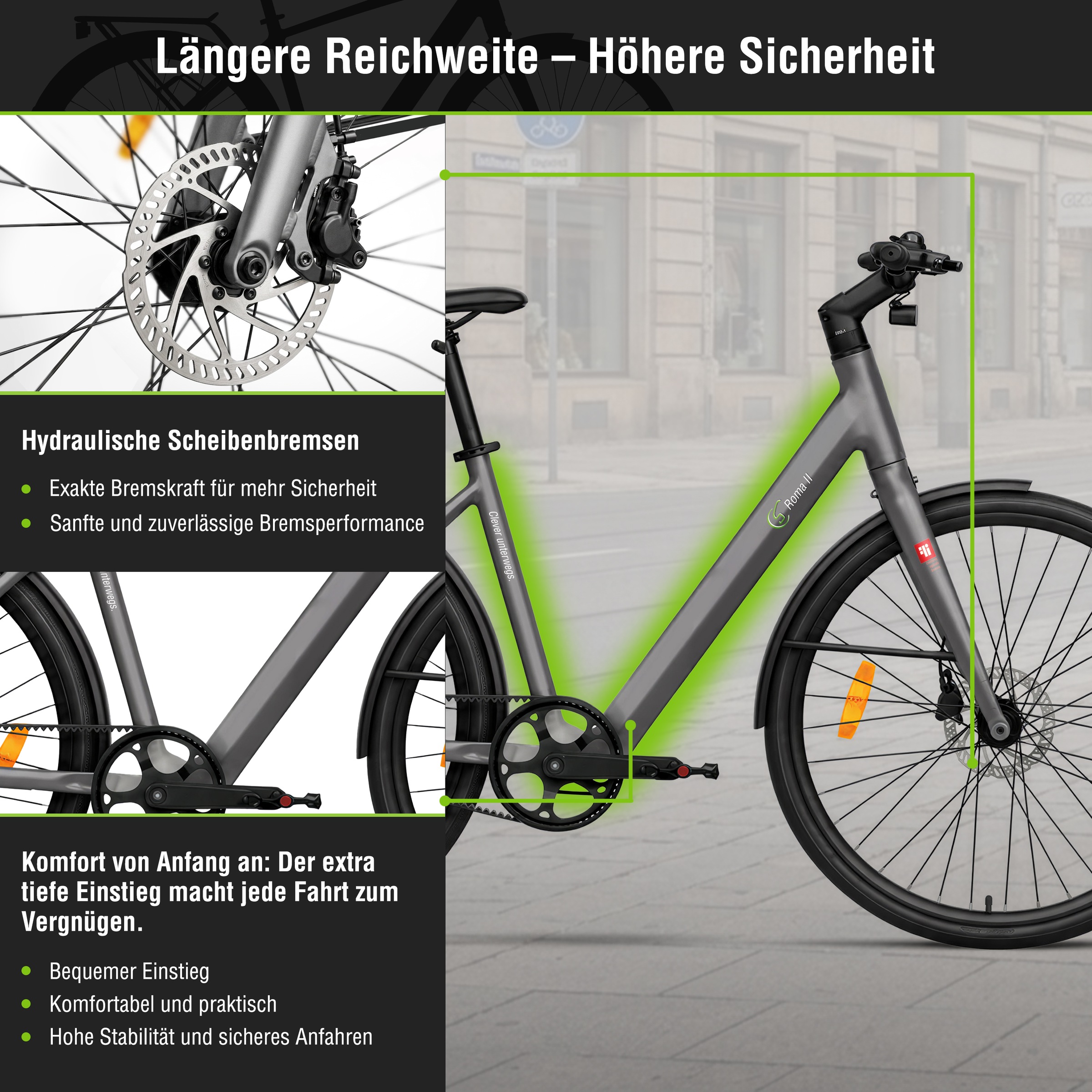 SachsenRad »C3V Roma II mit intelligenter Unterstützungsstufe« ohne Schaltung Heckmotor 250 W nur 16KG ohne Gepäckträger und Schutzblech