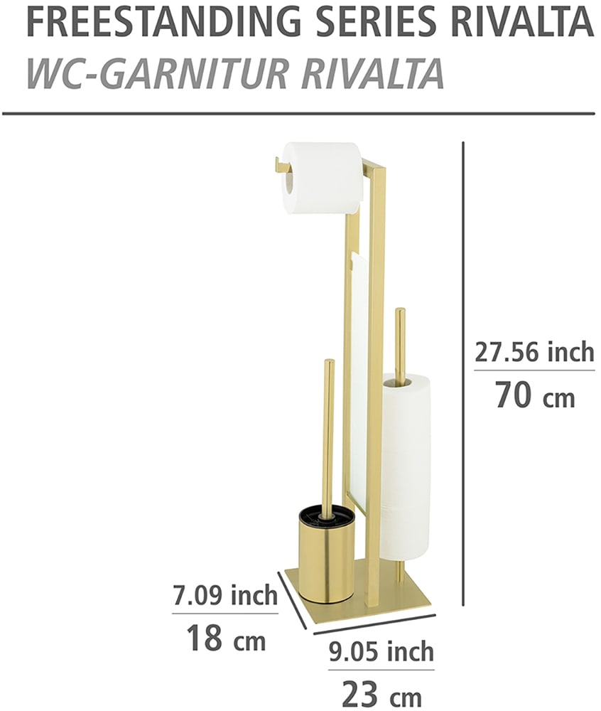 WENKO WC-Garnitur »Modell Rivalta«, aus Edelstahl-Glas-Polypropylen, integrierter Toilettenpapierhalter und WC-Bürstenhalter