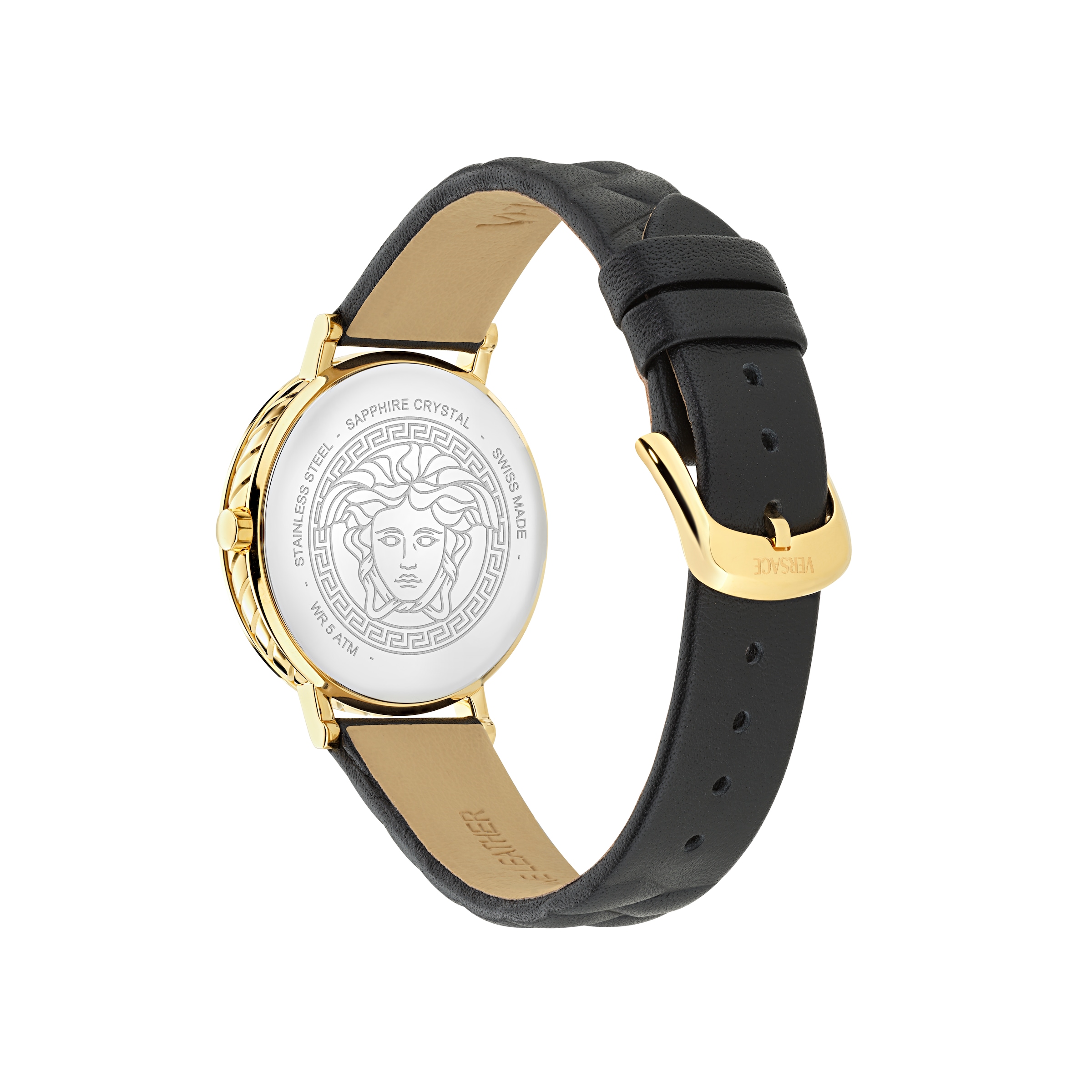 Versace Quarzuhr »DELPHINUS« Armbanduhr, Damenuhr, Swiss Made, Lederarmband, analog