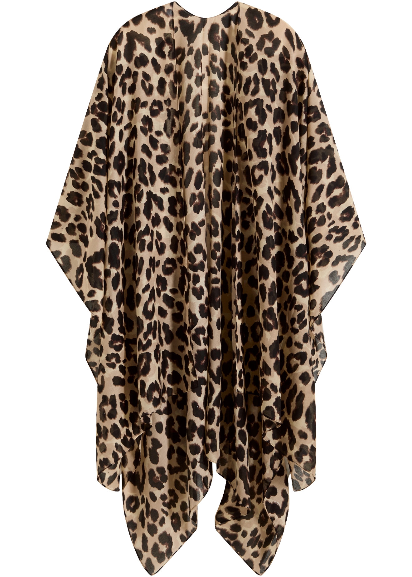 bonprix Strickponcho aus Polyester, figurumspielende Passform, mit Leopardenmuster