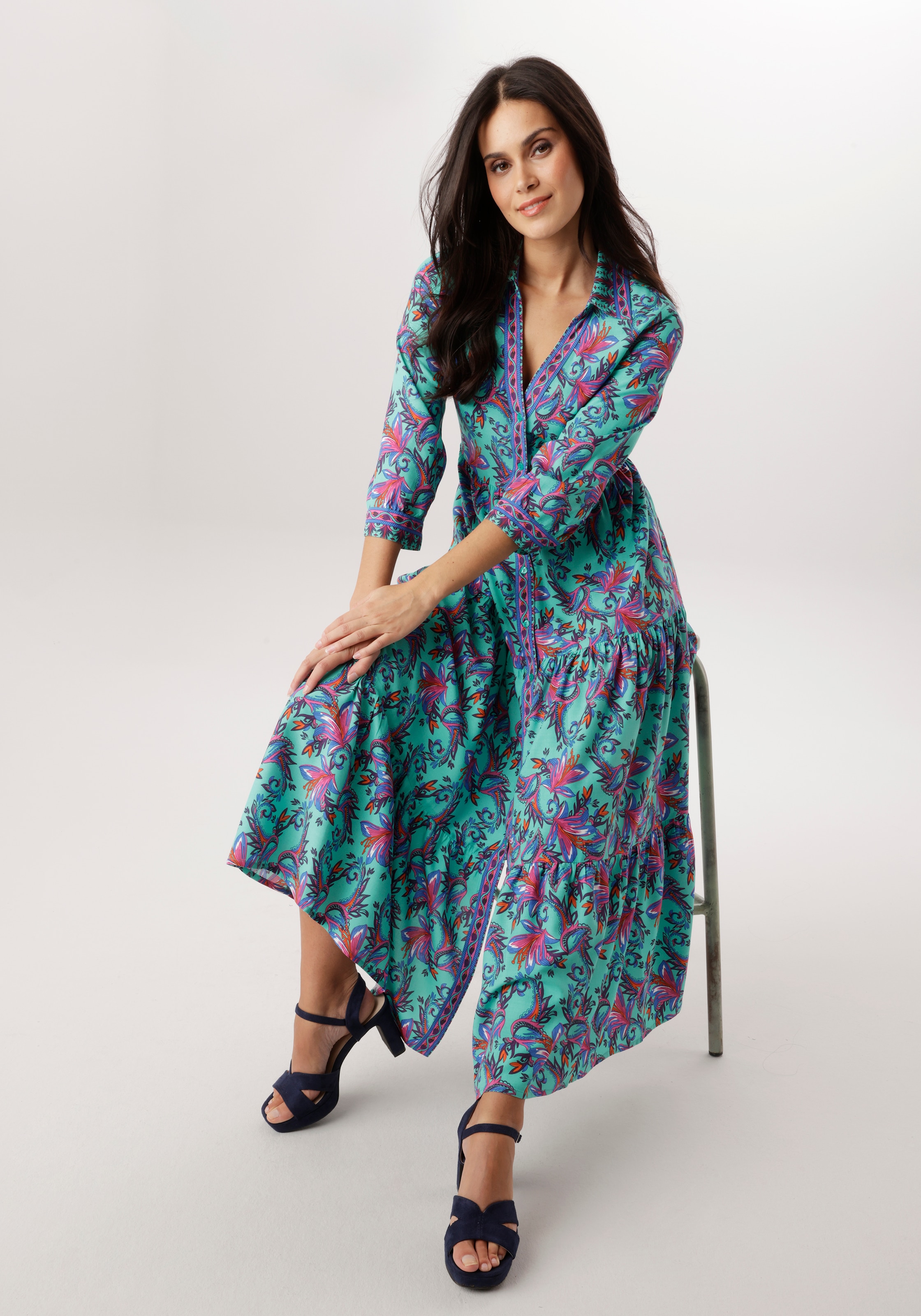 Aniston SELECTED Maxikleid in fantasievoller Ranken- und Blütendruck - NEUE KOLLEKTION