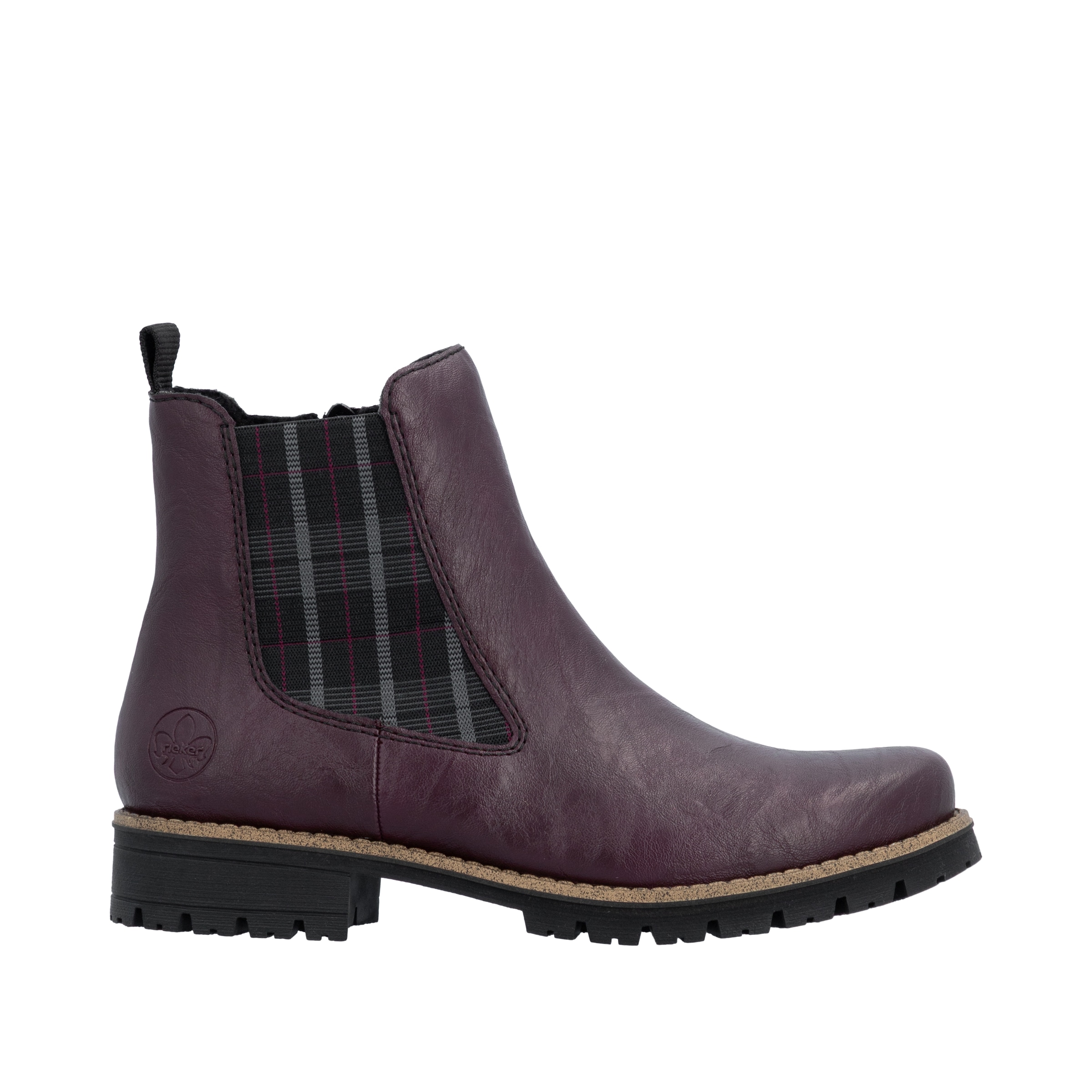 Rieker Chelseaboots  Stiefelette, Boots mit kariertem Stretcheinsatz an der Seite