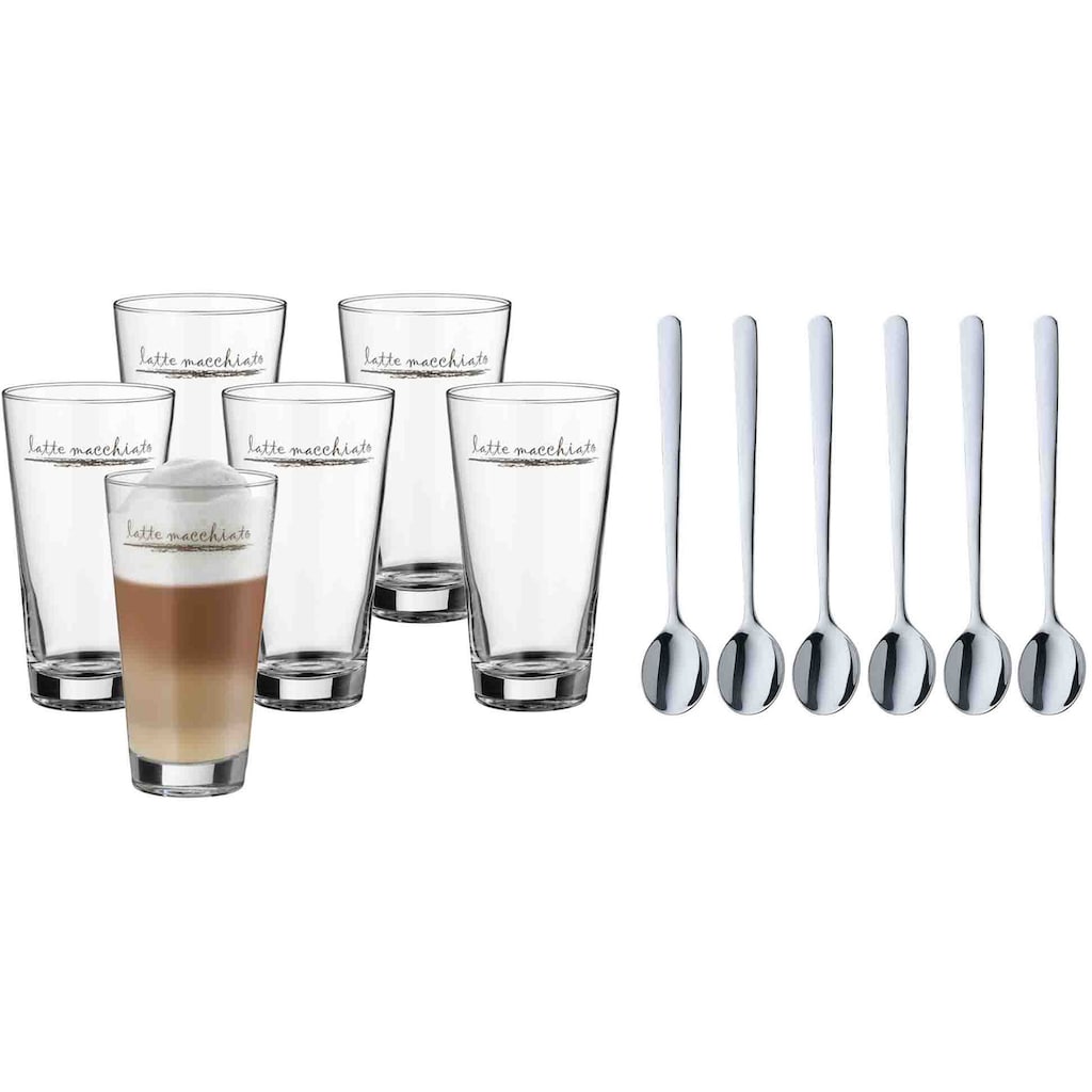 WMF Gläser-Set »Clever&More«, (Set, 12 tlg., 6x Latte Macchiato Gläser-6x Latte Macchiato Löffel)