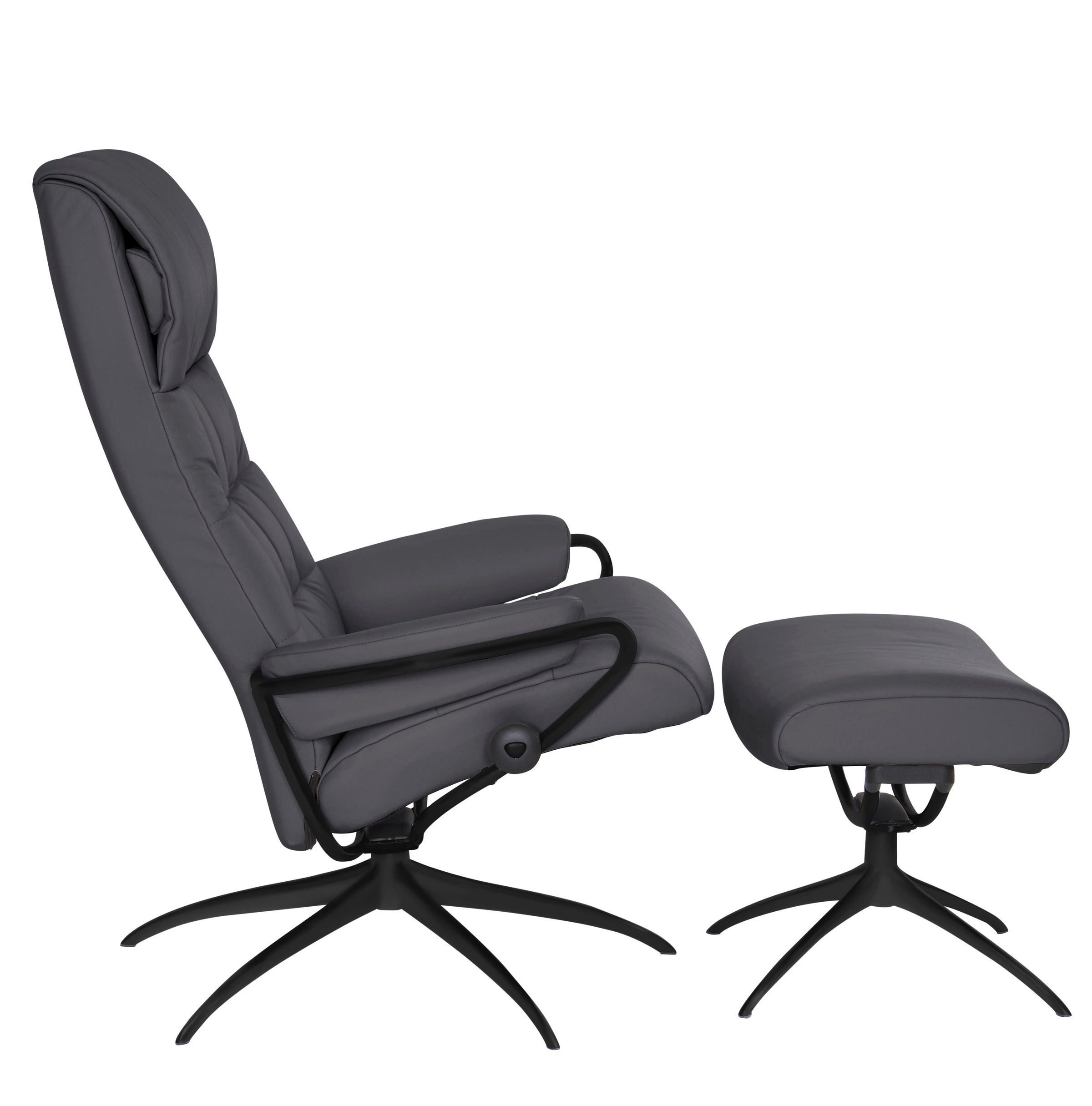 Stressless® Relaxsessel »London«, (Set, Relaxsessel mit Hocker), mit Hocker, High Back, mit Star Base, Gestell Schwarz