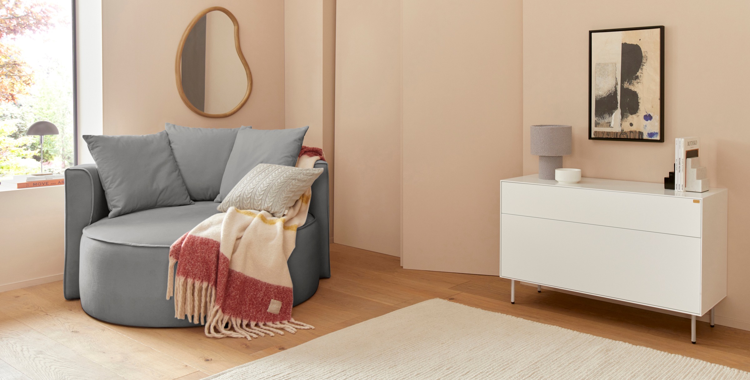 LeGer Home by Lena Gercke XXL-Sessel »Isalie, Lesesessel, Loveseat, inklusive Zierkissen«, extra große Sitzfläche, optional mit Hocker, Cord, Samt, Bouclé