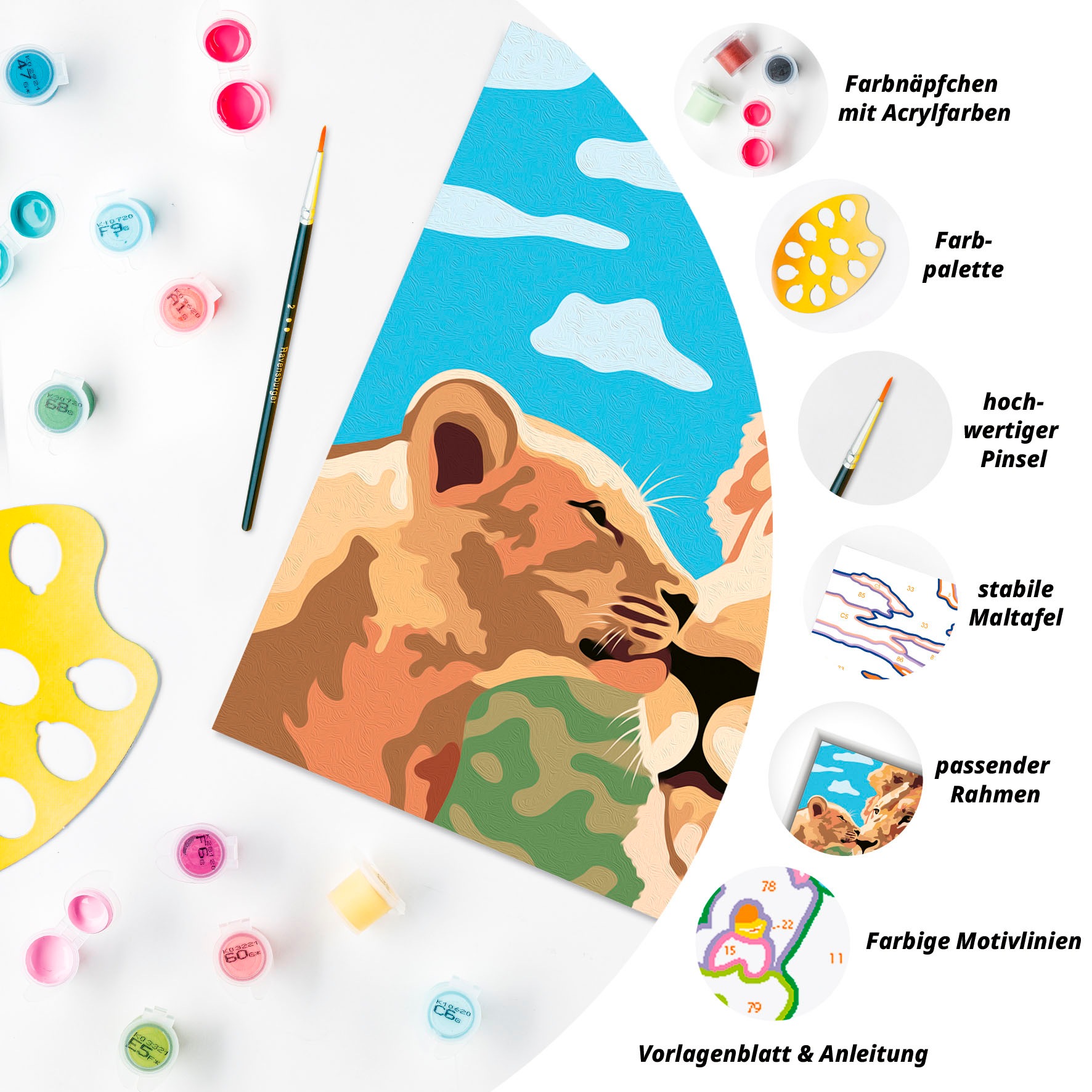 Ravensburger Malen nach Zahlen »CreArt, Löwe mit Baby«, Made in Europe