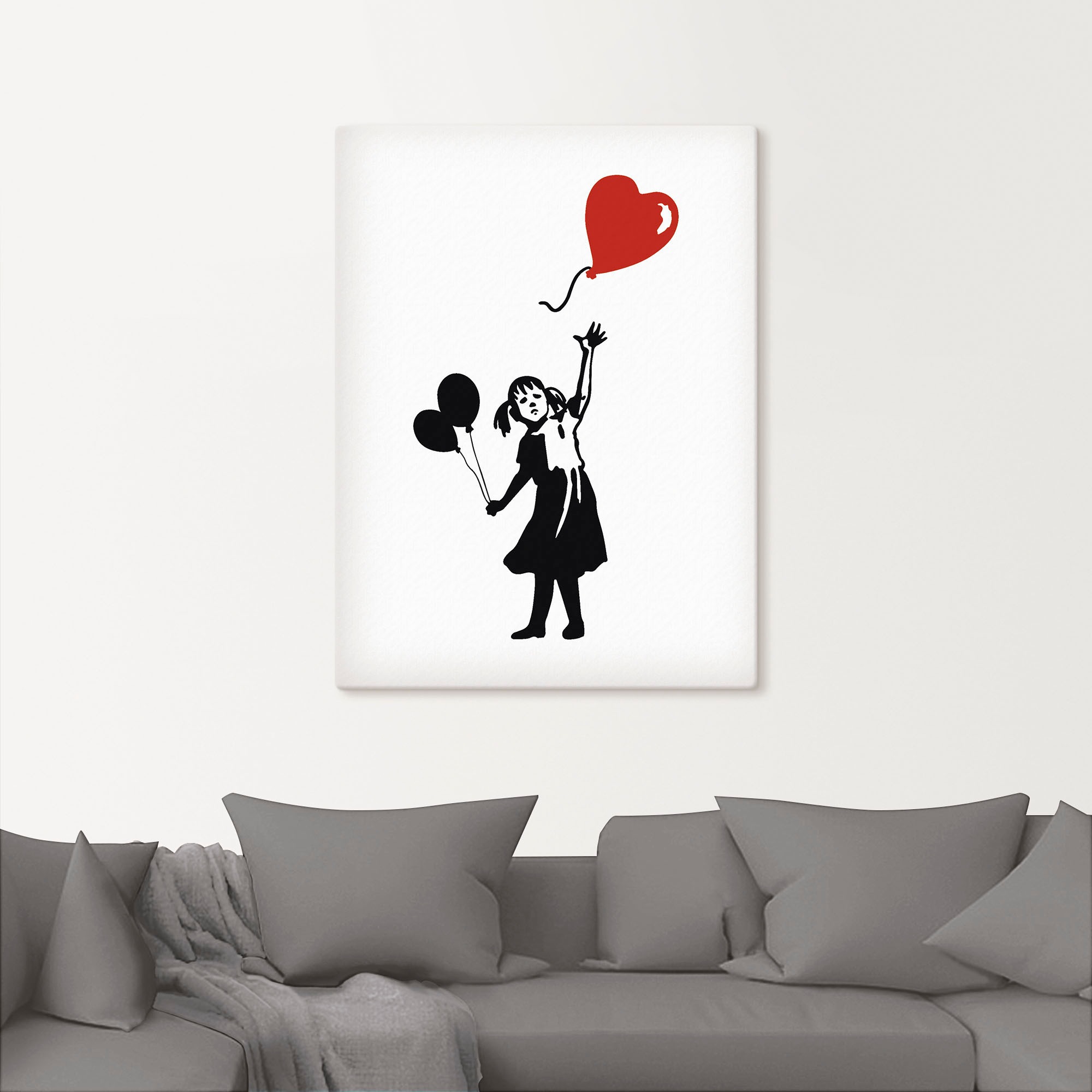 Artland Leinwandbild »Silhouette Mädchen Ballon Herz« Bilder von Kindern 1 günstig online kaufen