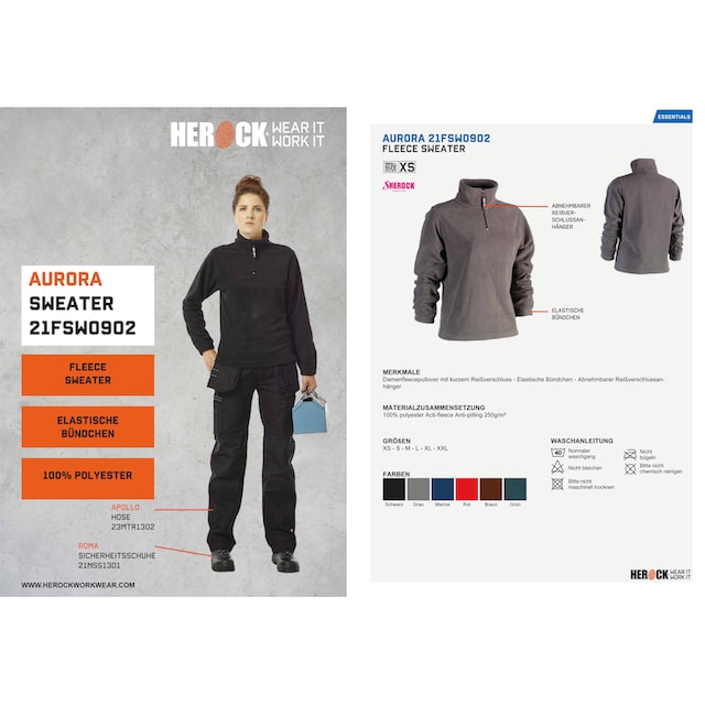 Herock Stehkragenpullover »Aurora-Demen Fleece-Sweater«,  Damenfleecepullover mit kurzem Reißverschluss und elastichem Bündchen  online kaufen