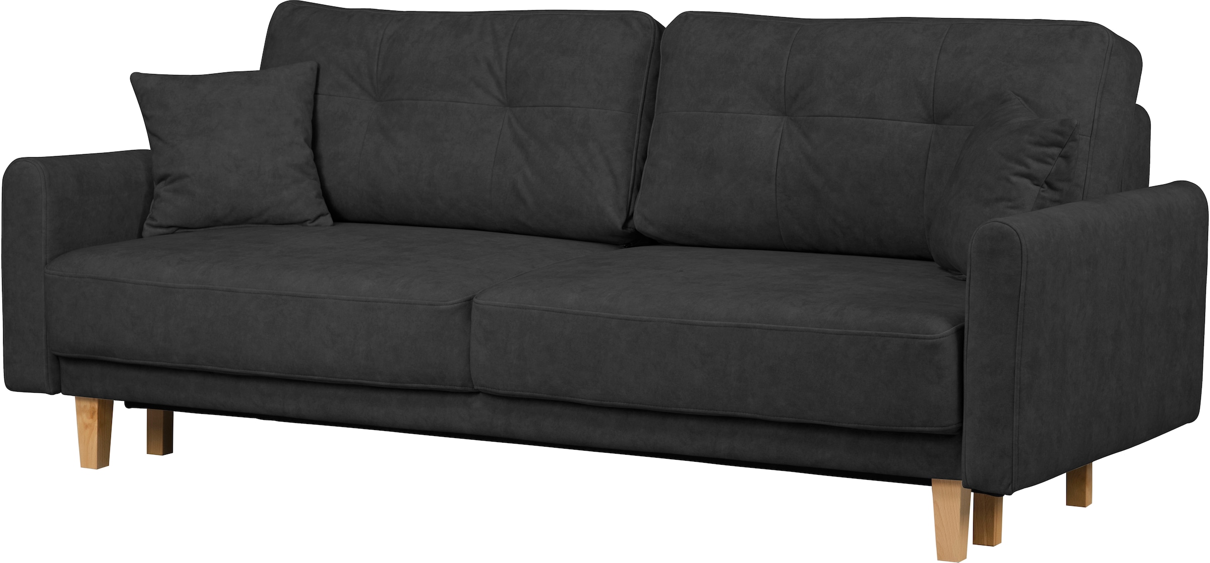 Home affaire 3-Sitzer »TRIPLO optionale Schlafsofa mit Bettkasten, Maße B/T/H: 215/100/89 cm«, Wahlweise Bettfunktion - Liegefläche 145x191 cm, Rücken-, Zierkissen
