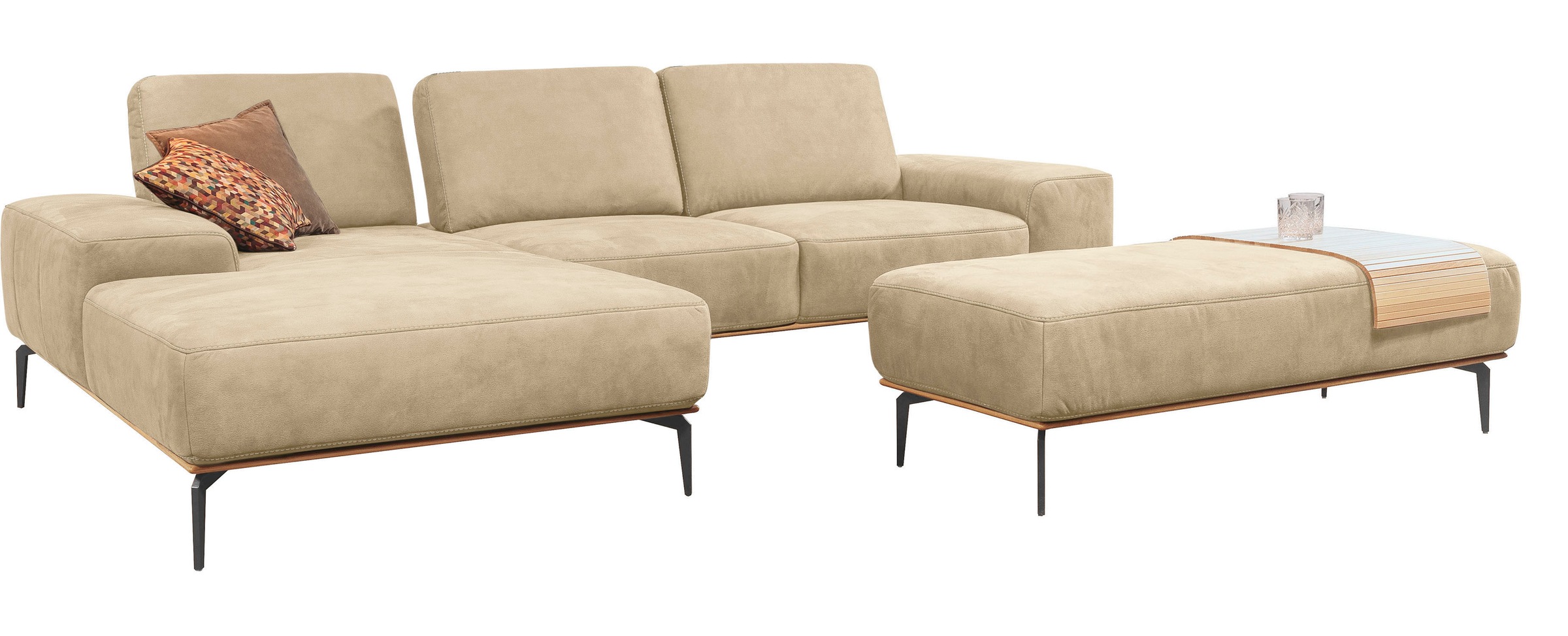 W.SCHILLIG Ecksofa »run, Designsofa mit tollem Sitzkomfort, bequem, L-Form«, mit Holzsockel, Füße in Schwarz pulverbeschichtet, Breite 319 cm