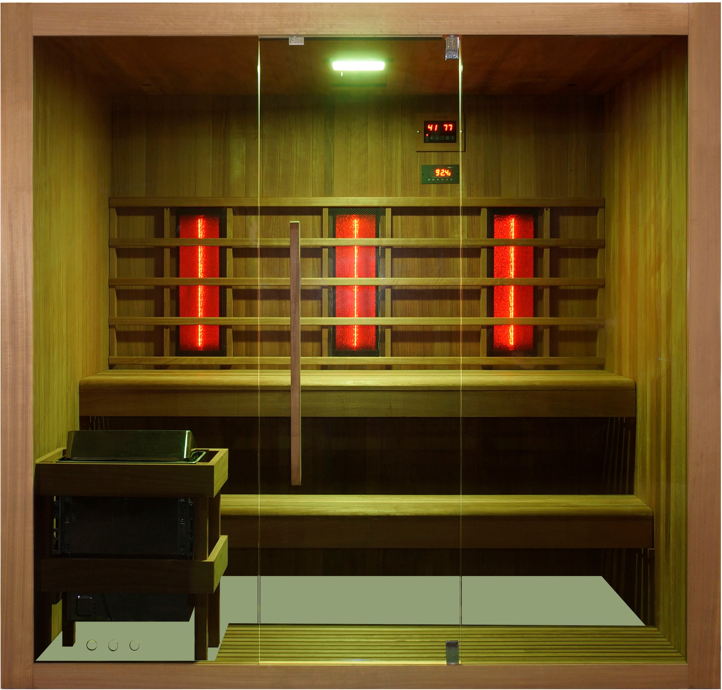 Sanotechnik Sauna »»KOTKA« mit Infrarotkabine«, geeignet für 5 Personen, Espenholz