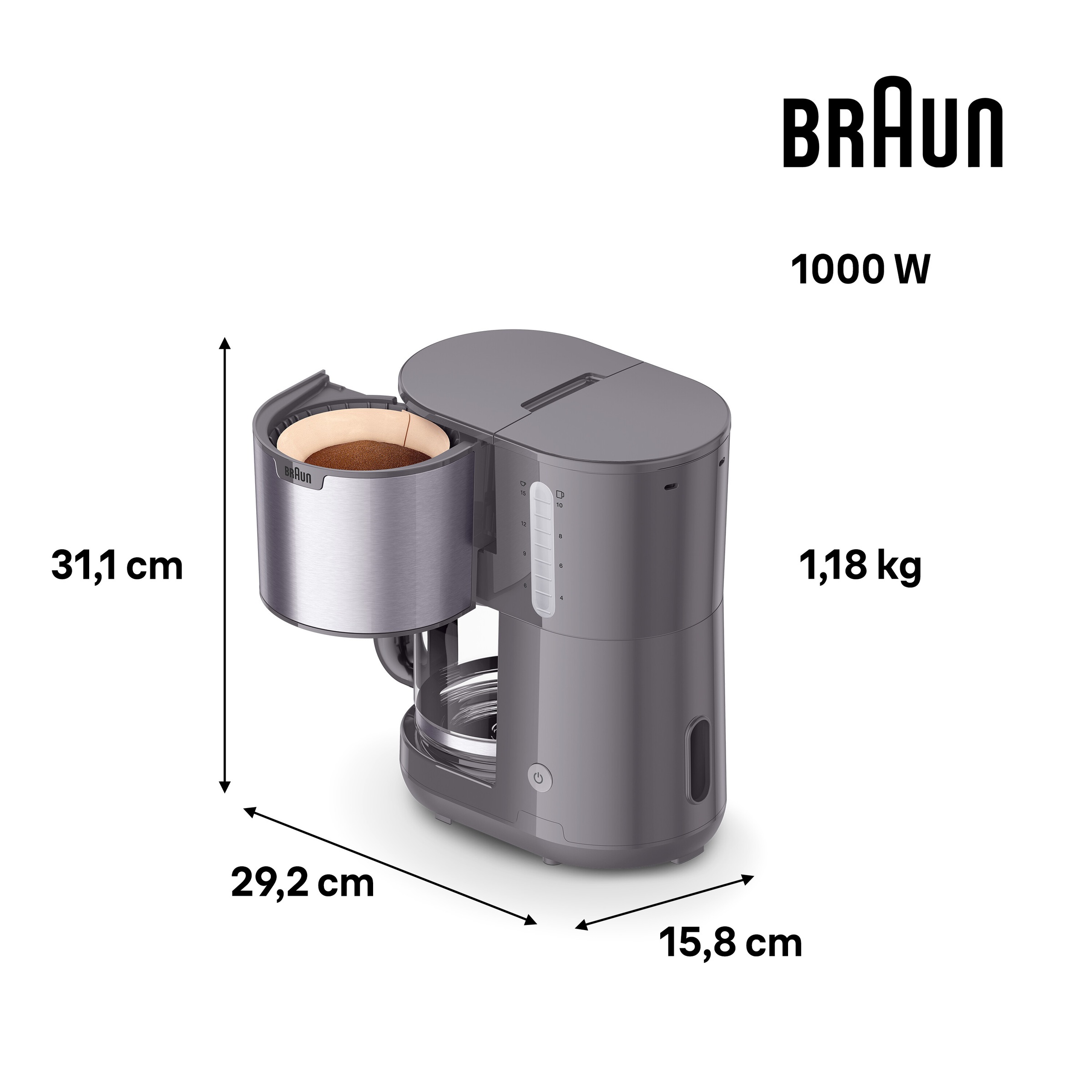 Braun Filterkaffeemaschine »PurShine KF1500 BK«, 1,7 l Kaffeekanne, Papierfilter