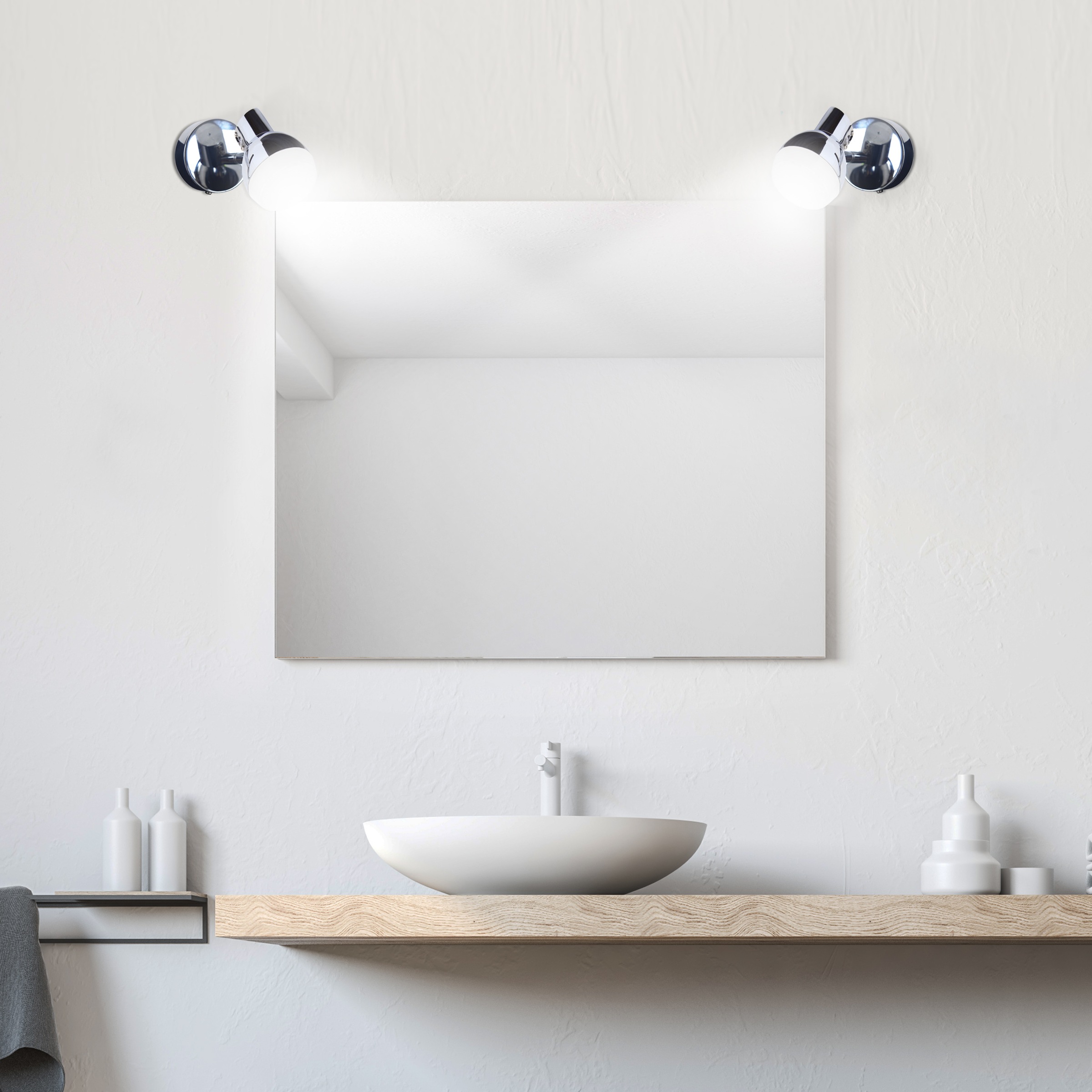 näve LED Wandstrahler »Chromey«, 1 flammig, Leuchtmittel LED-Modul | LED fest integriert, 1er Spot chromfarben, Lichtfarbe warmweiß, Metall, Acryl, D: 8cm