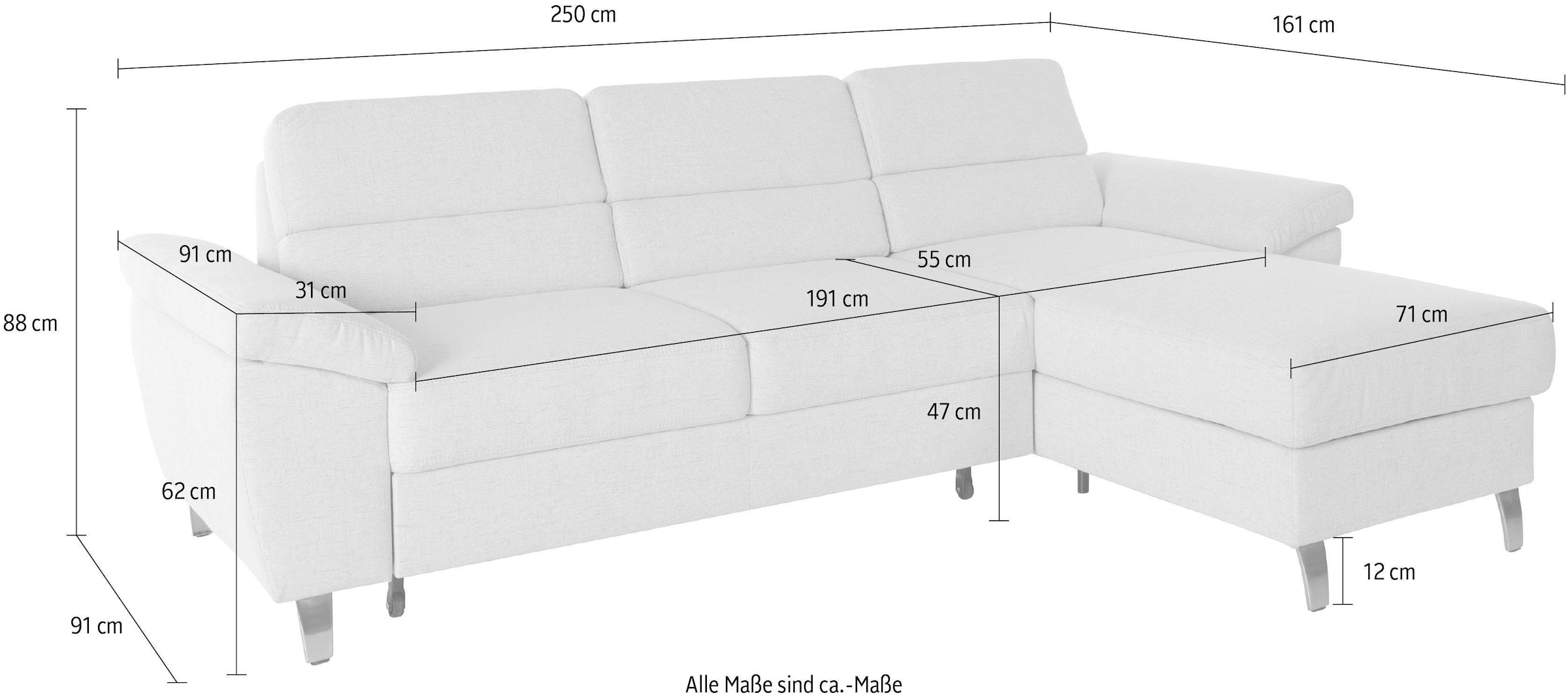sit&more Ecksofa »Sorano L-Form«, wahlweise mit Bettfunktion und Bettkasten