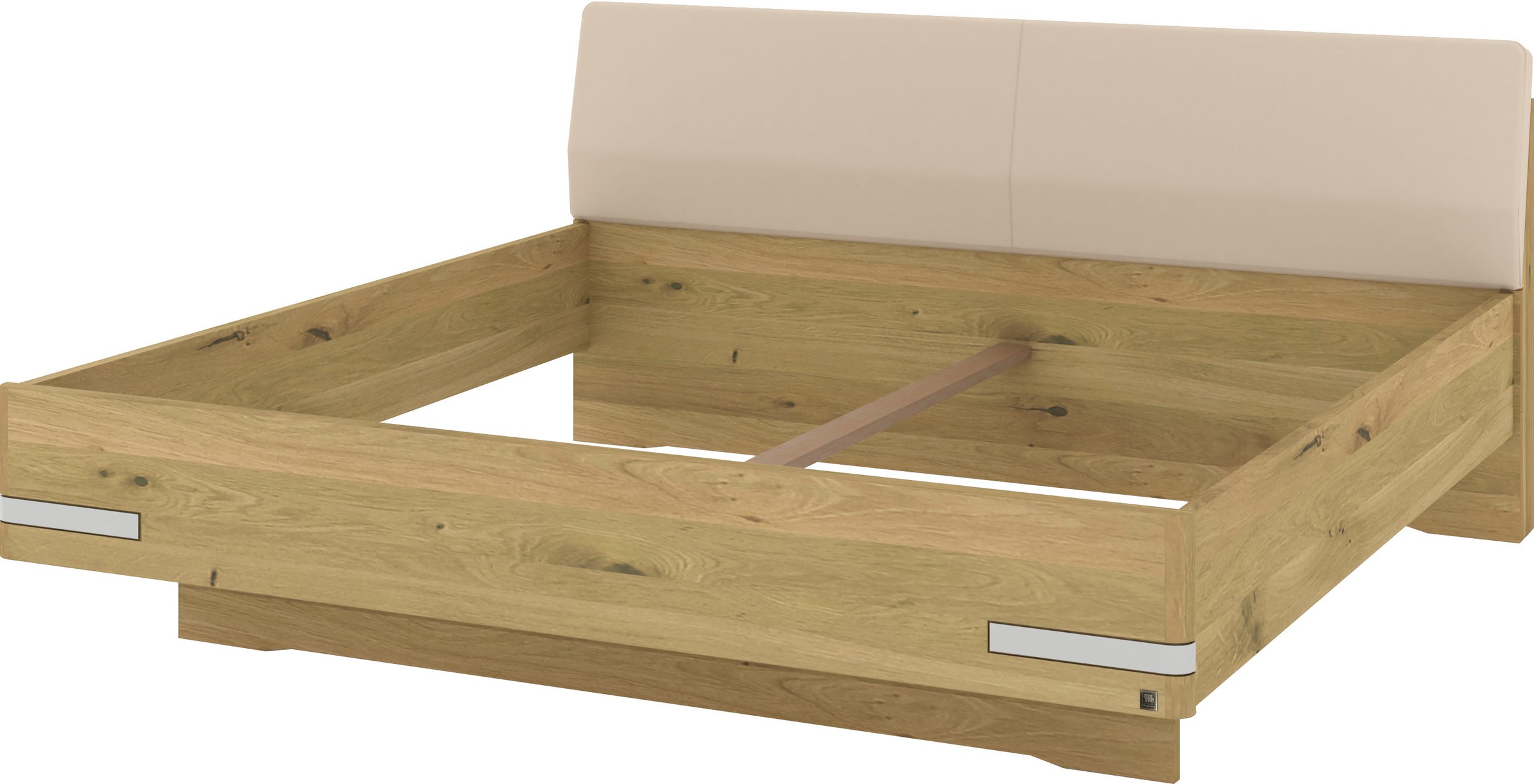 Musterring Holzbett »Savona«, (Belastbarkeit 220 Kg, 4-fache Liegehöhenverstellung, MADE IN GERMANY), Kopfteil Kunstleder Champagner, Details in Chrom, verschiedene Größen