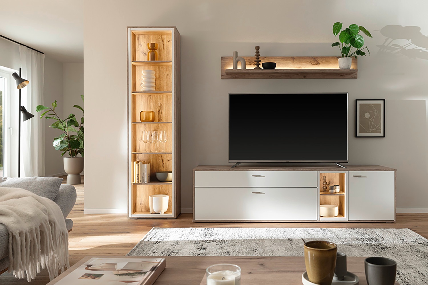 MCA furniture Wohnwand »SANTERNO«, (Komplett-Set, 3 St., 3-teilg), Wohnzimmer Set (3-tlg.), Türen & Schubkästen gedämpft, Breite 264 cm