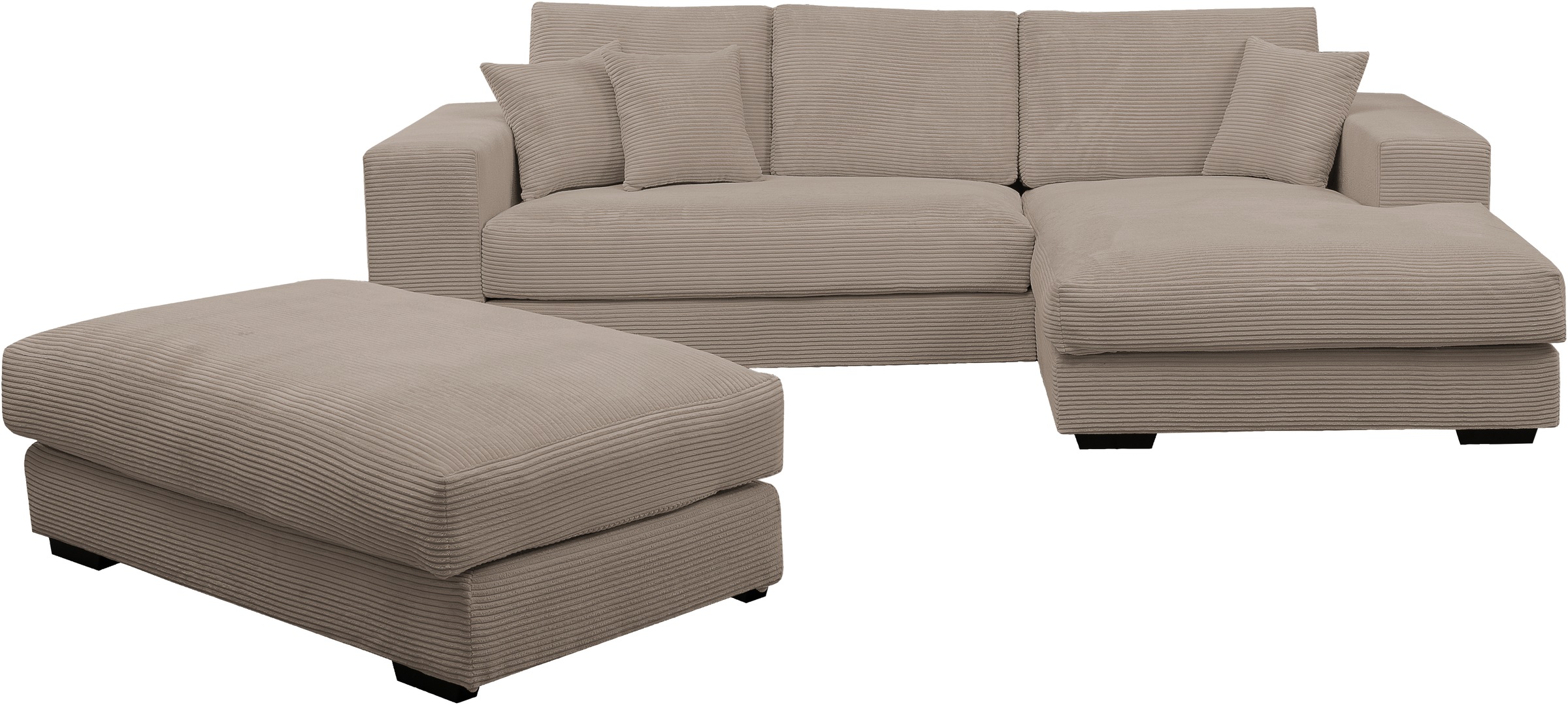 WERK2 Polstergarnitur »Eden L-Form + Hocker. Mega Couch Breite 286cm, Cord« günstig online kaufen