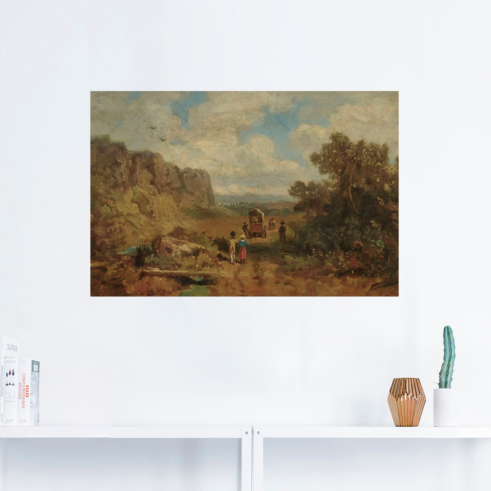 Artland Wandbild »Landschaft mit Postkutsche.«, Kutschen, (1 St.), als Alubild, Leinwandbild, Wandaufkleber oder Poster in versch. Größen