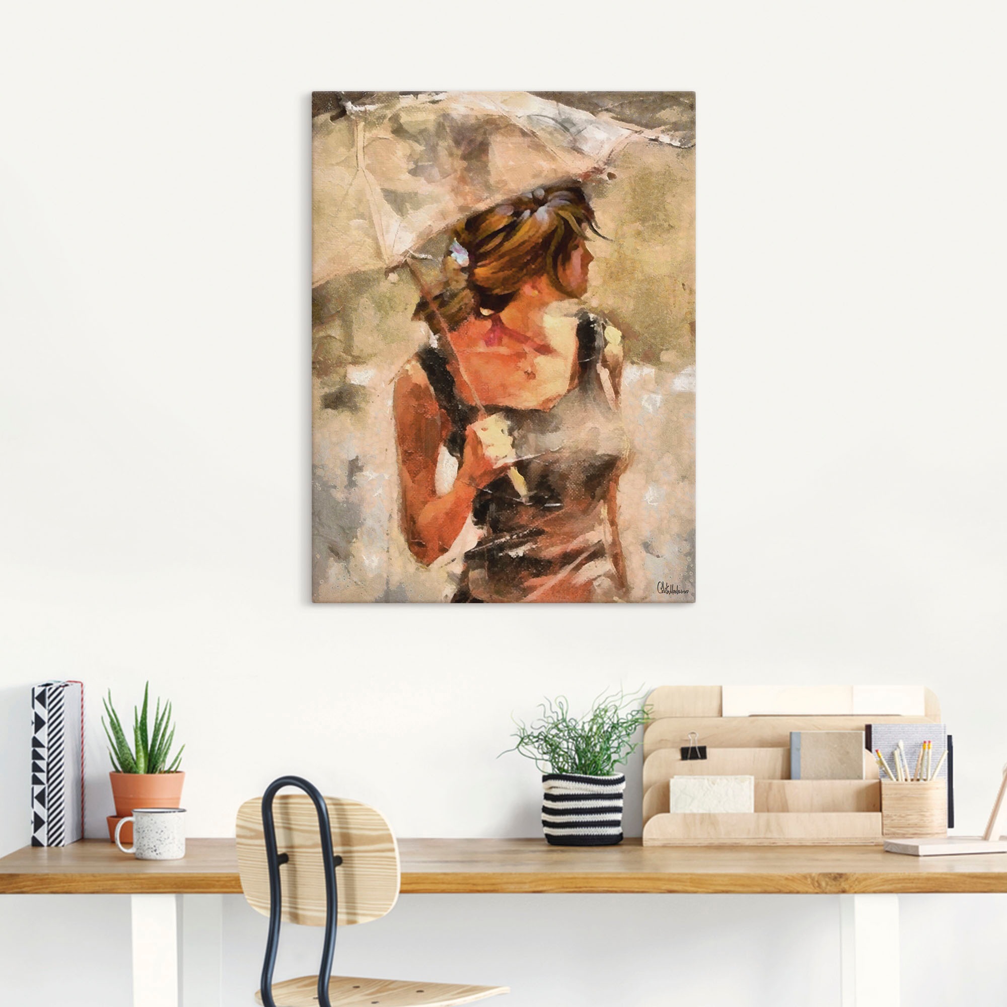 Artland Wandbild »Lady mit Regenschirm« Portrait 1 Stk. tlg. als Leinwandbi günstig online kaufen