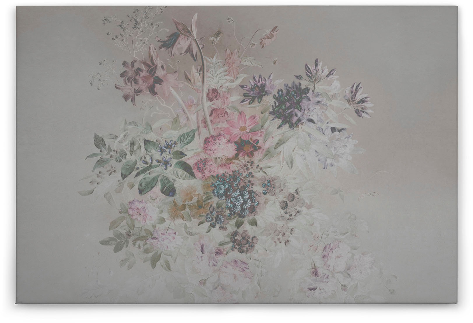 A.S. Création Leinwandbild »bouquet pastel«, Kunst-Blumen-Kinder, (1 St.), Keilrahmen Blumen Floral Grau Pastel Leinwand-Bild Wohnzimmer modern