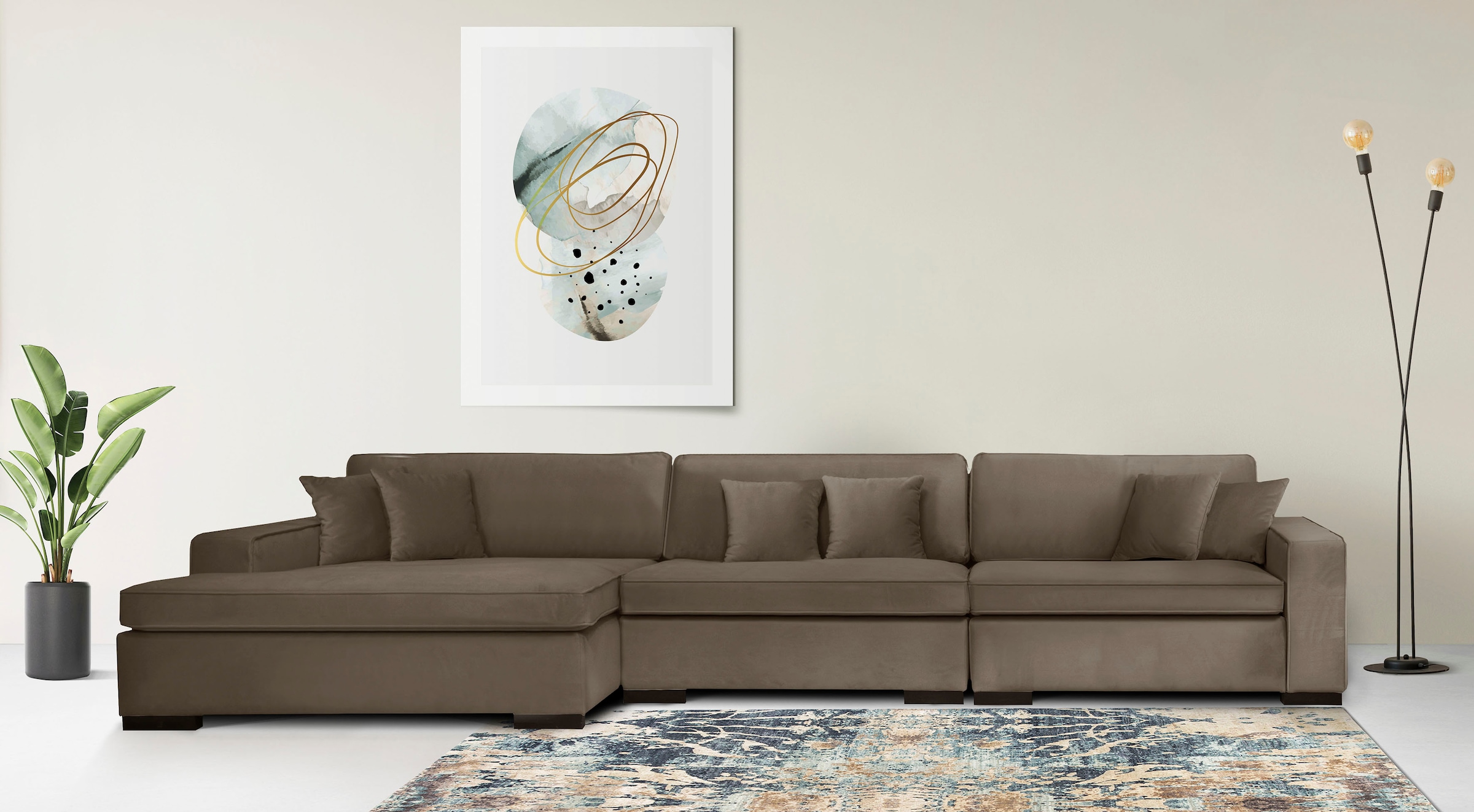 Home affaire Ottomane »Skara L-Form«, Lounge-Sofa mit Federkernpolsterung, günstig online kaufen