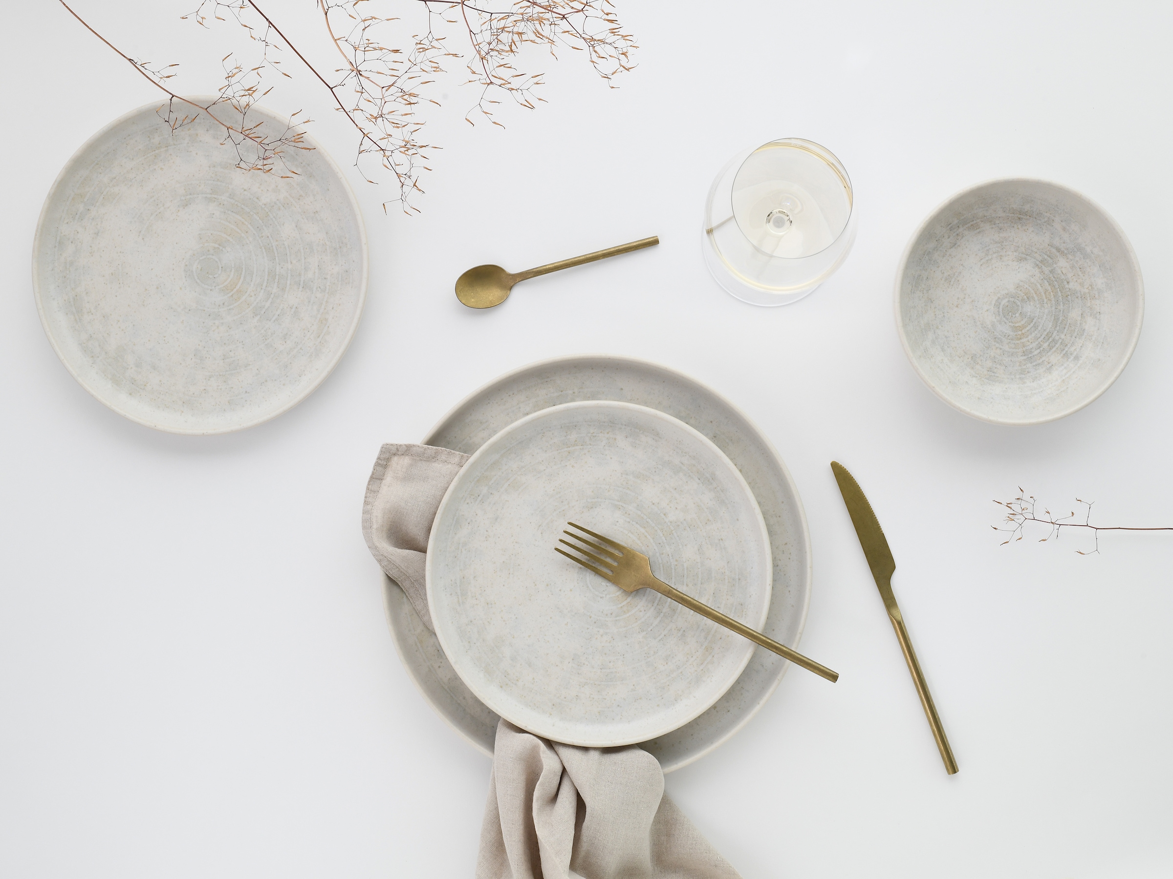 CreaTable Teller-Set »Uno Athena, Tellerset 12-tlg« Ringe-Relief, Vintage Style