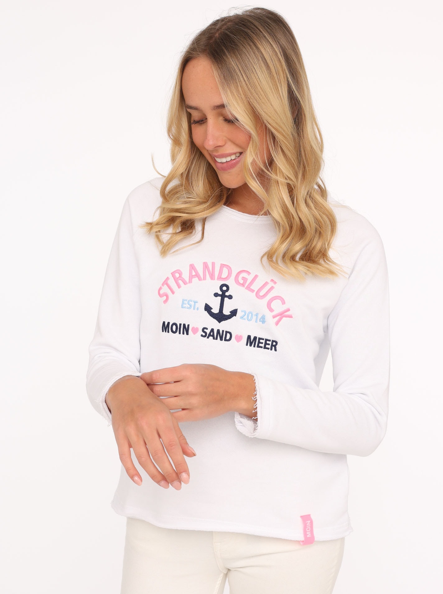 Zwillingsherz Sweatshirt »"Strandglück"«, mit Used-Look Kanten
