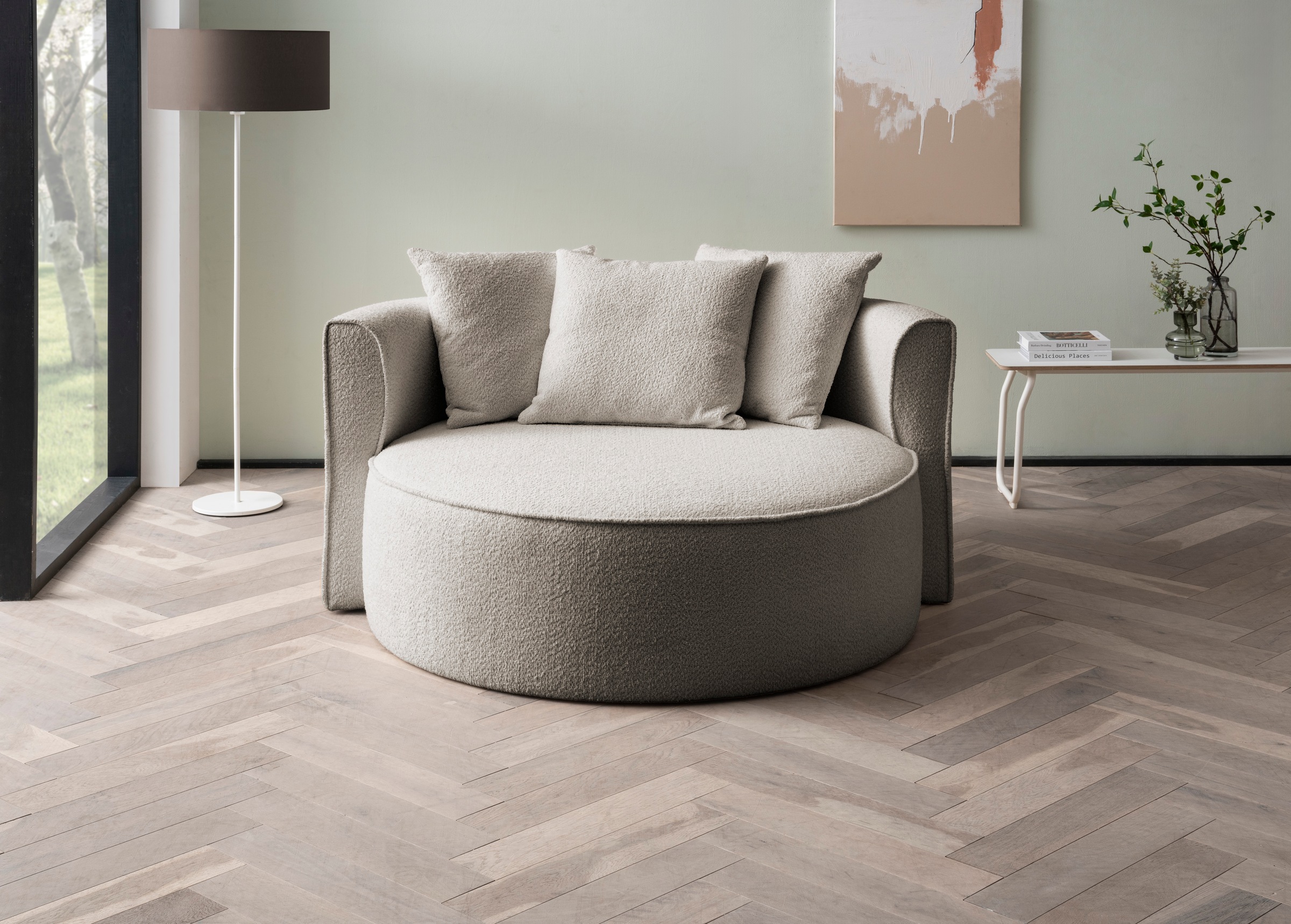 LeGer Home by Lena Gercke XXL-Sessel »Isalie, Lesesessel, Loveseat, inklusive Zierkissen«, extra große Sitzfläche, optional mit Hocker, Cord, Samt, Bouclé