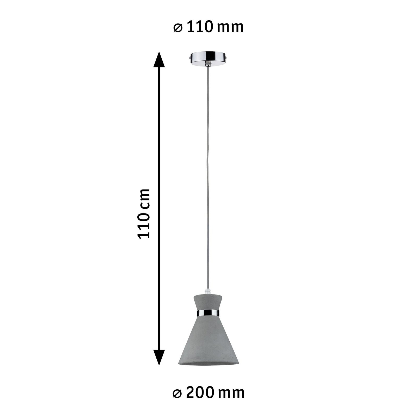 Paulmann Pendelleuchte »Verve IP44 max. 20W Grau/Chrom 230V Beton/Metall«, 1 flammig, Leuchtmittel E27 | ohne Leuchtmittel, E27