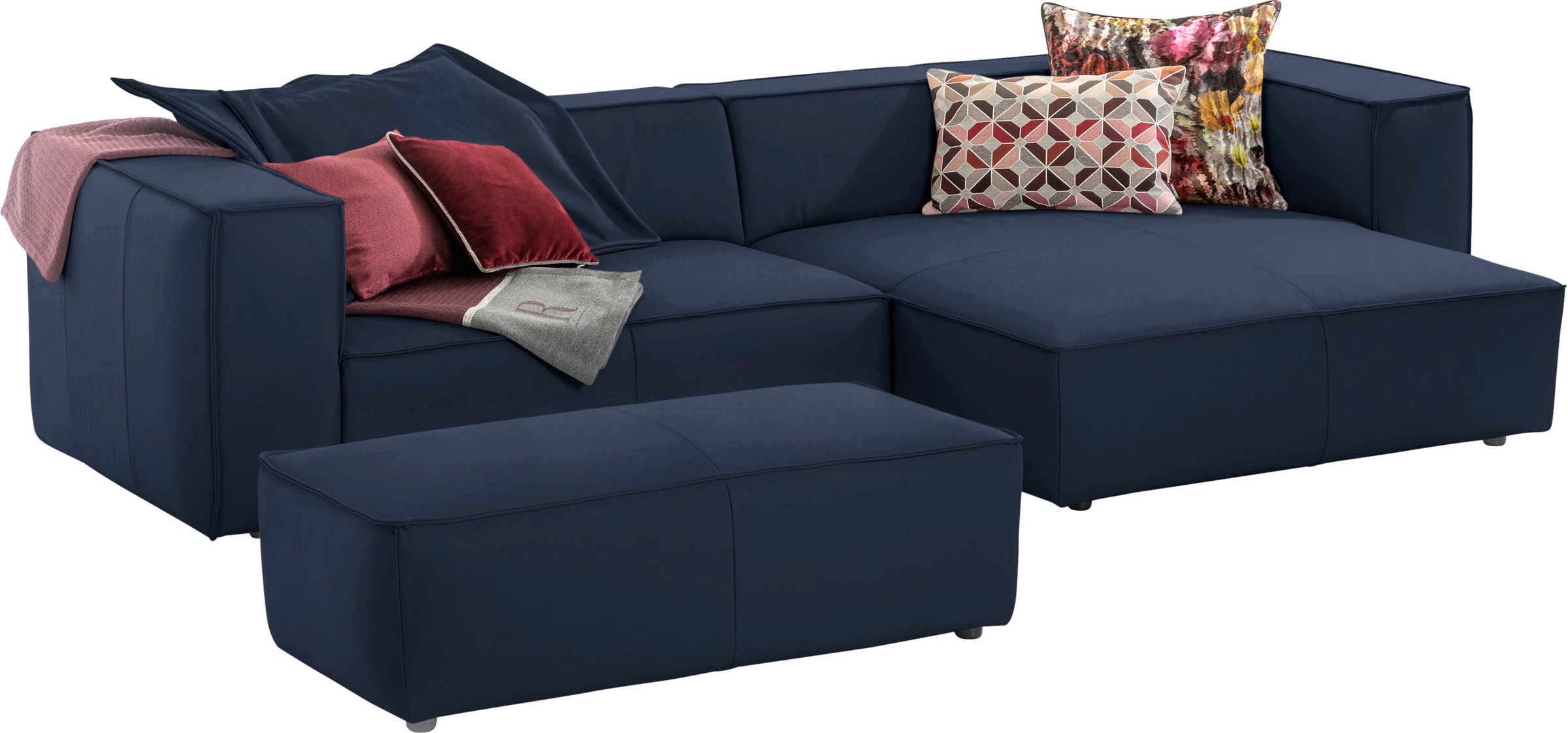 W.SCHILLIG Ecksofa »around-the-block, modern und elegant, bequem, L-Form«, mit eleganter Biese, mit Federkern