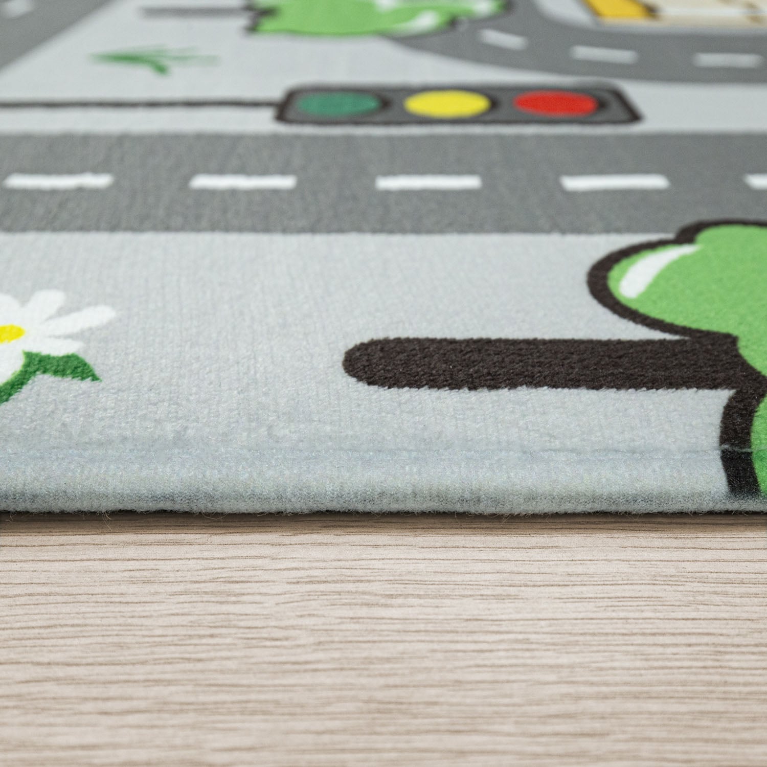 Paco Home Kinderteppich »Chicos 559«, rund, 2 mm Höhe, Flachgewebe, Straßen-Spiel-Teppich, Kinderzimmer