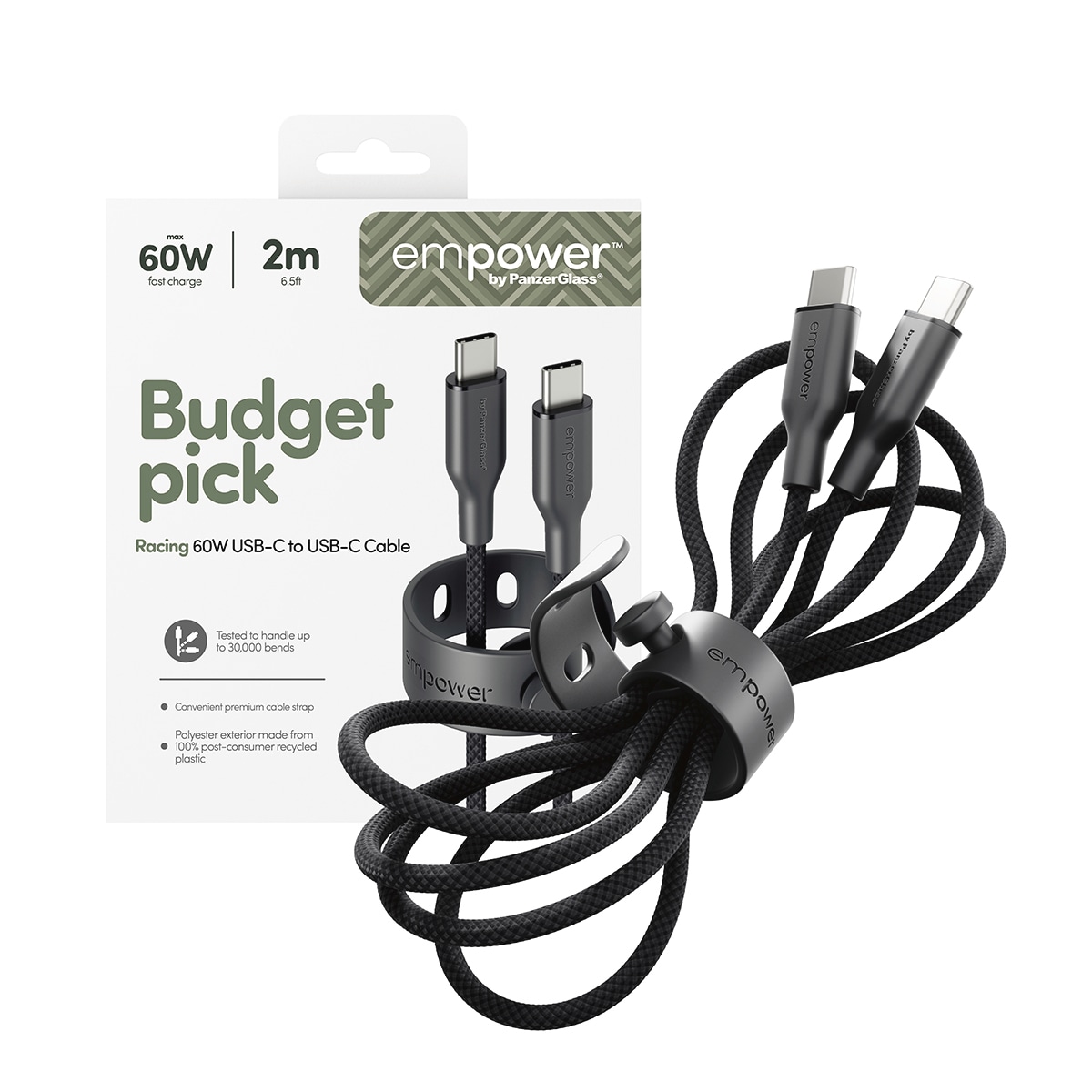 empower by PanzerGlass USB-Kabel »Racing 60W USB-C zu USB-C Kabel USB 2.0 2 m« USB-C 200 cm