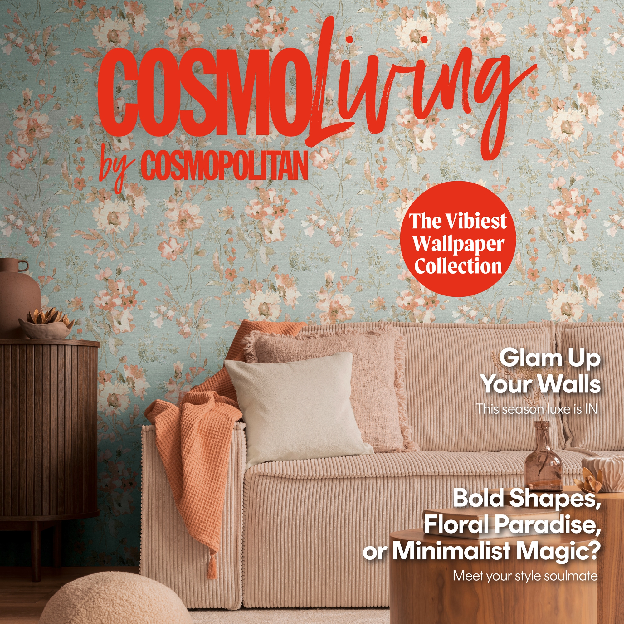 CosmoLiving by Cosmopolitan Vliestapete »Petal Poetry – Aquarell-Blumentapete« matt strukturiert Zarte Aquarellblüten für stilvolle Wohnräume