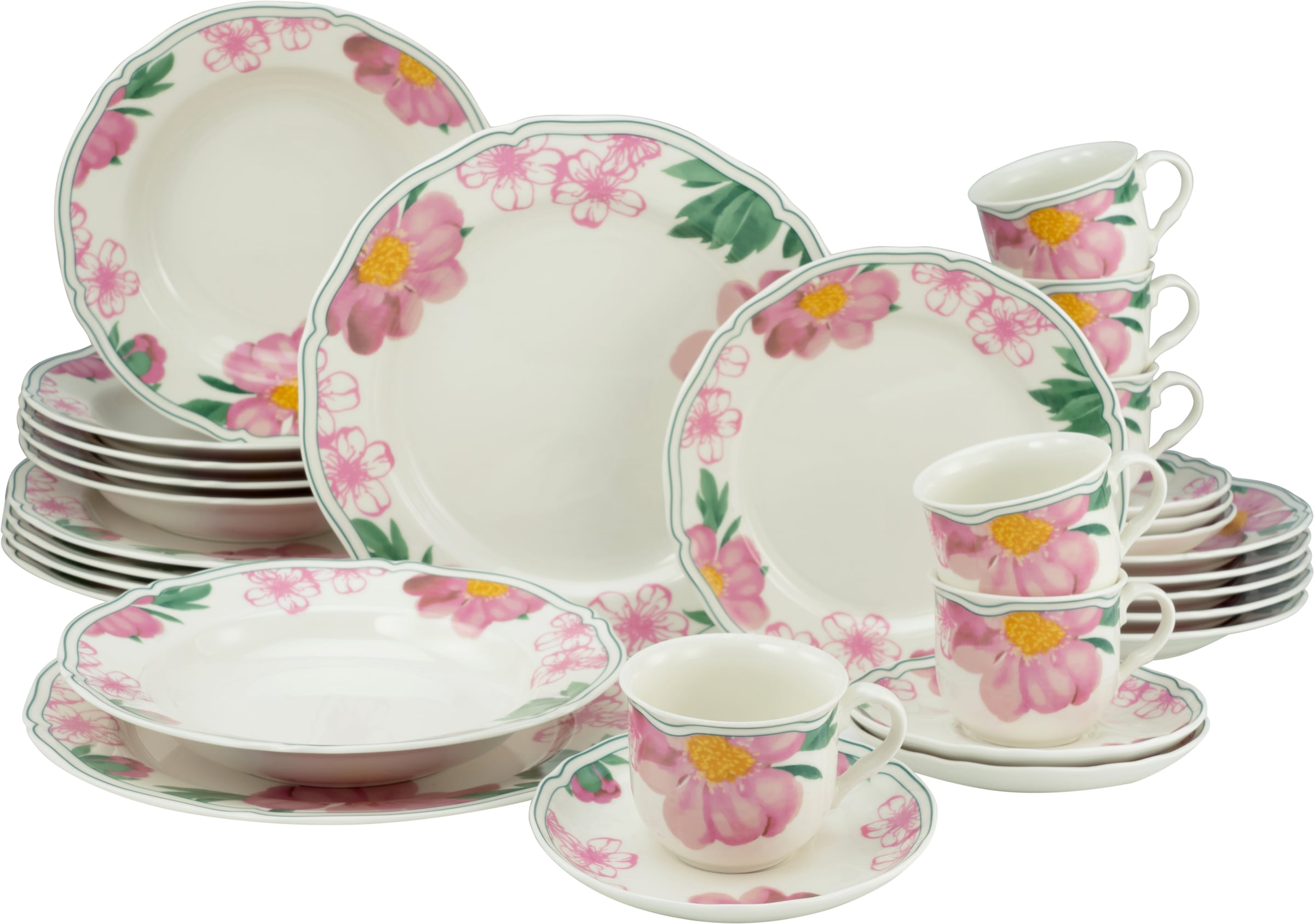 CreaTable Kombiservice »Geschirr-Set Rose«, (Set, 30 tlg., Kaffeeservice un günstig online kaufen