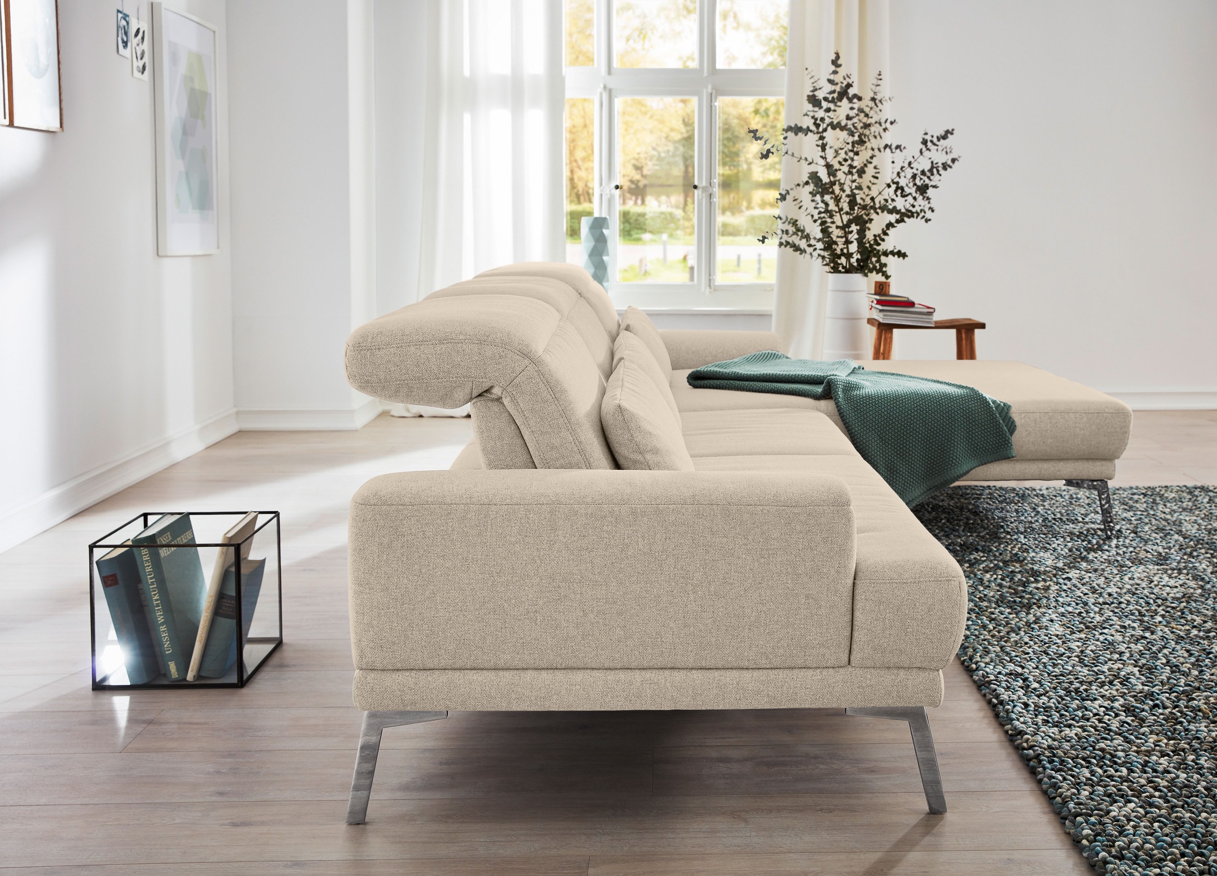 Musterring Ecksofa »MR 4580«, mit Kopf- und Sitztiefenverstellung, Metallfuß chrom, 288 x 193/220cm