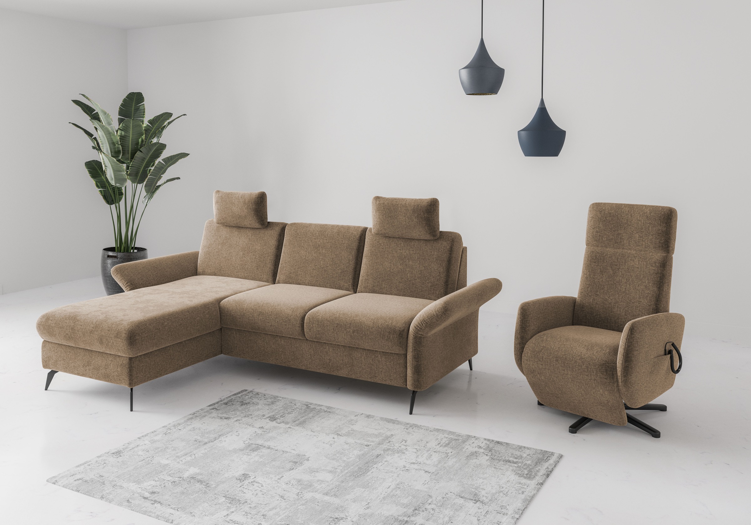 Home affaire Ecksofa »Rochelle«, optional: Armteilverstellung, klappbar, Bettkasen