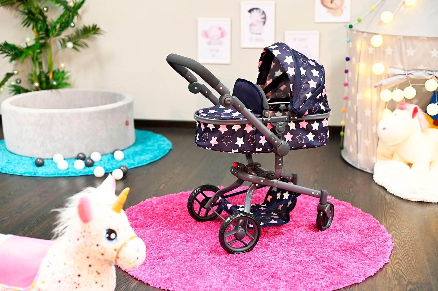 Knorrtoys® Kombi-Puppenwagen »Boonk - star blue pink«