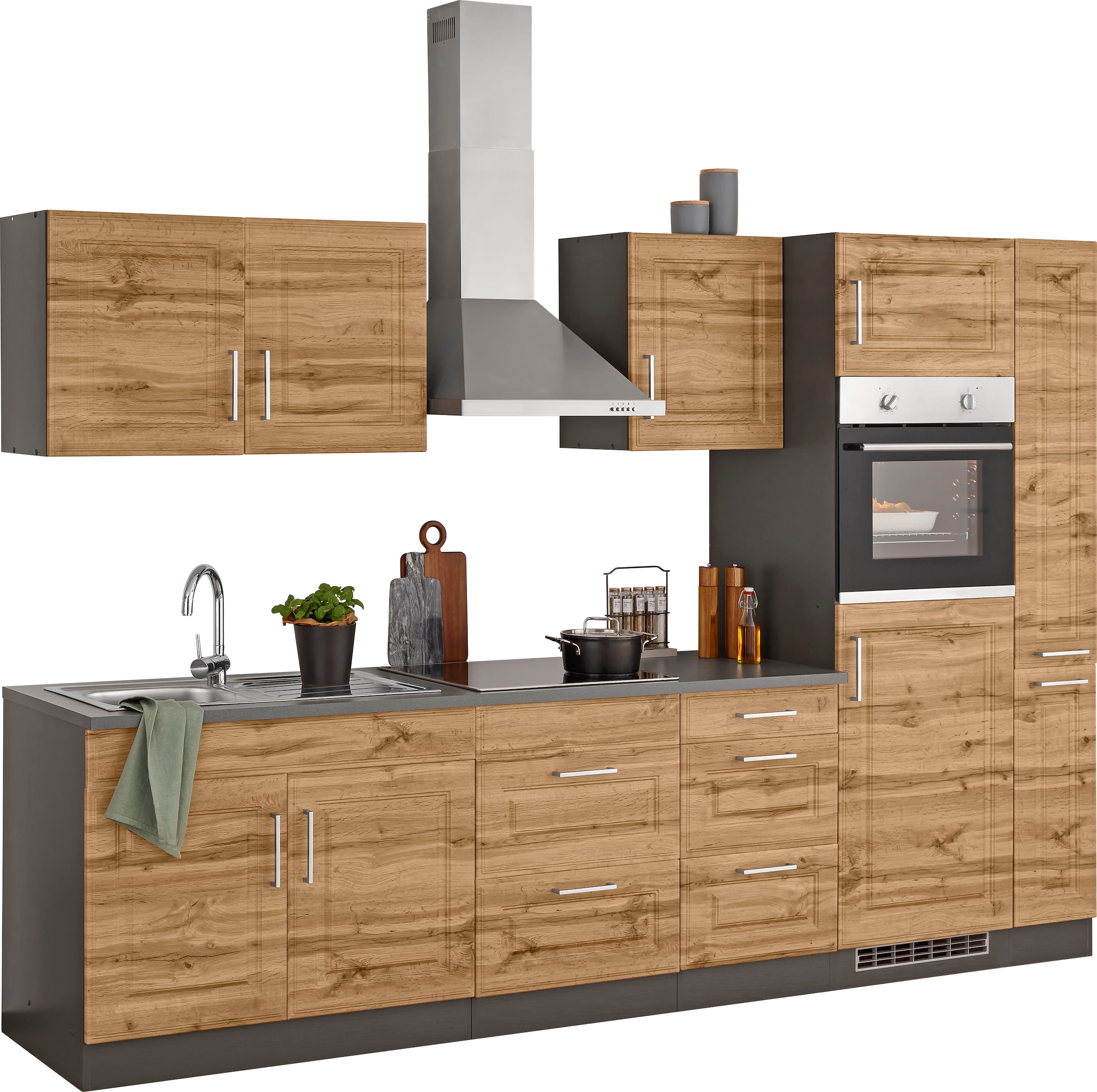 KOCHSTATION Küchenzeile »KS-Stockholm« Breite 300 cm, mit hochwertigen MDF günstig online kaufen