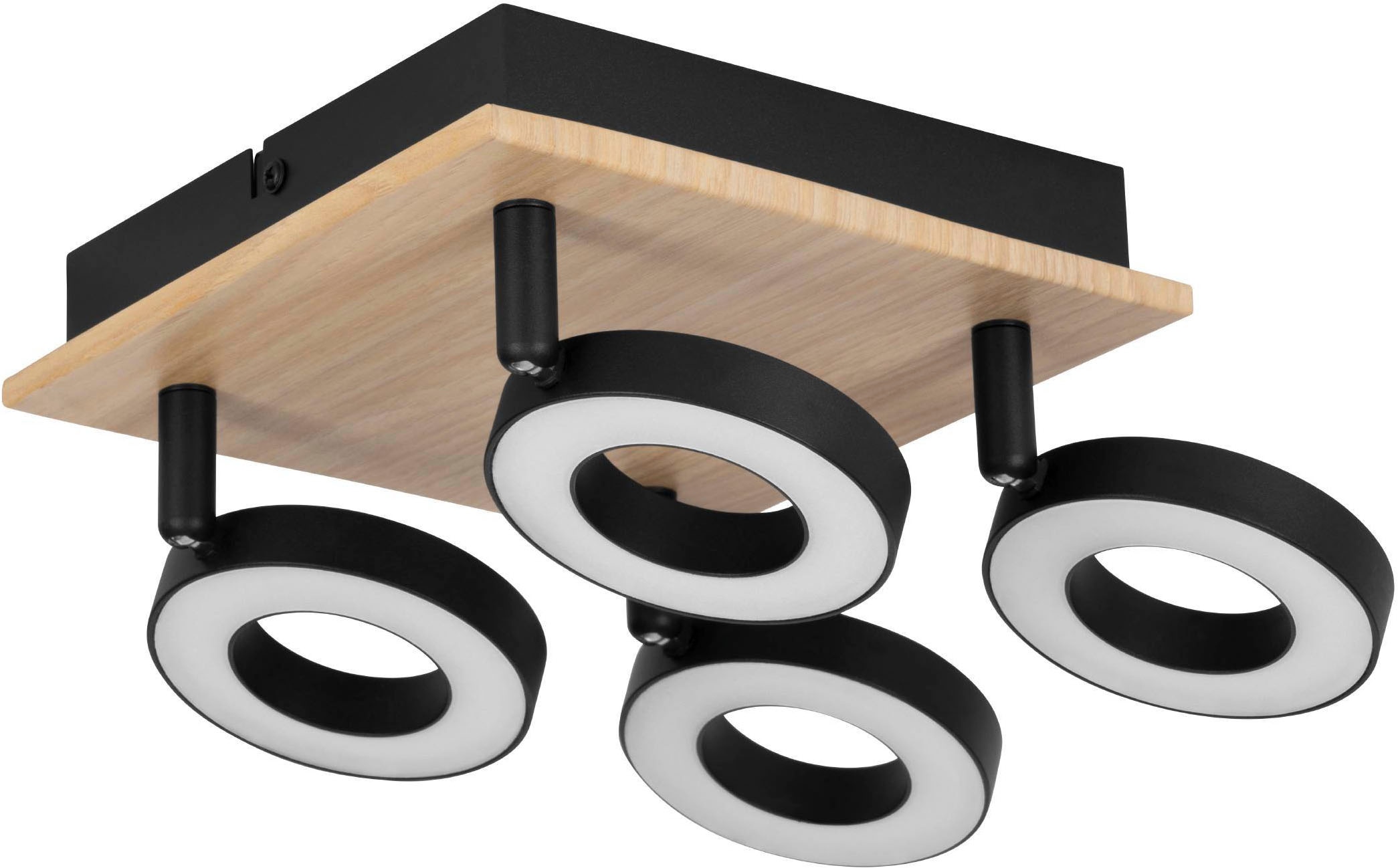 EGLO Deckenleuchte »Rielves Deckenlampe, Holz und Metall, Spotbalken schwen günstig online kaufen