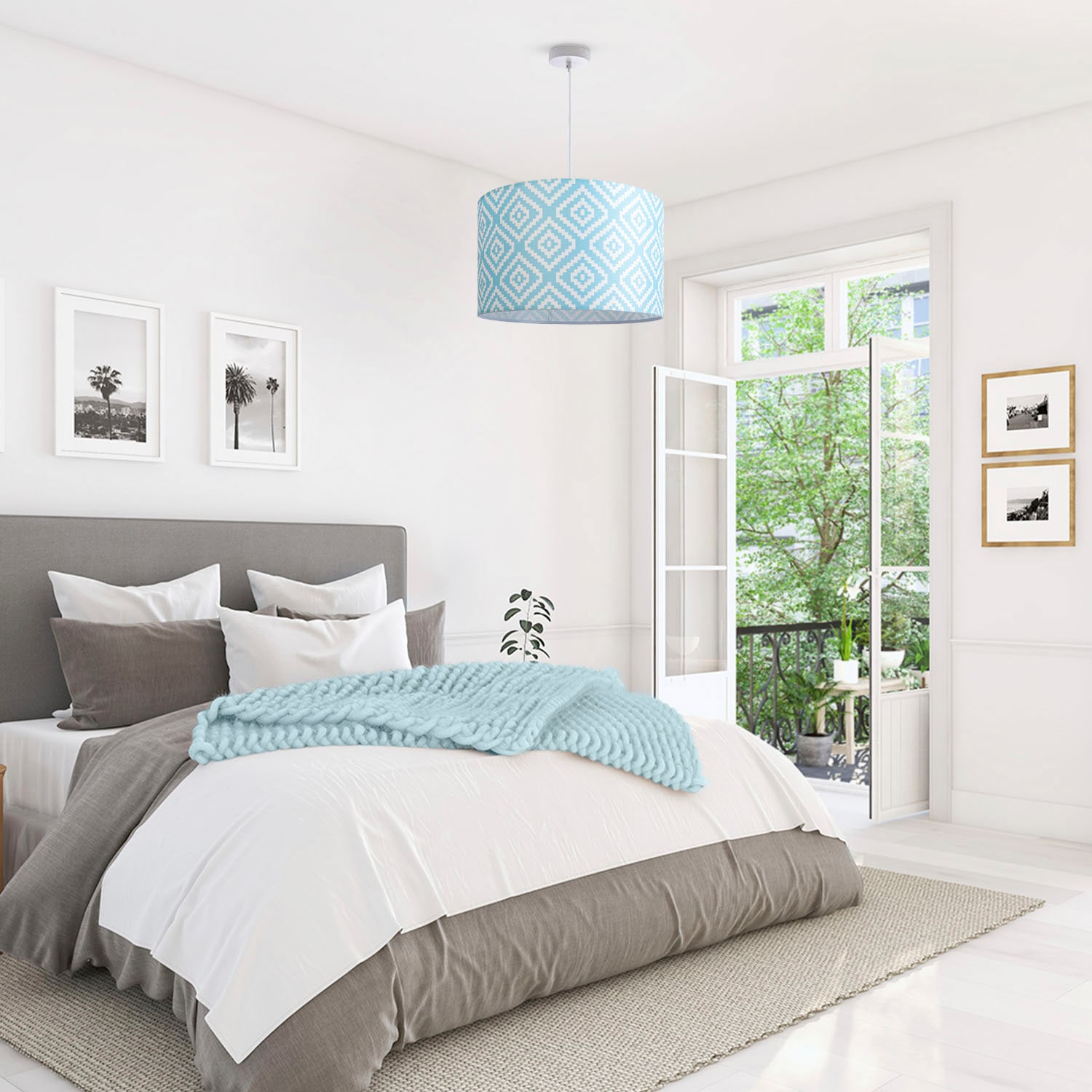 Paco Home Pendelleuchte »Hugo Stella« E27 Pendelleuchte Wohnzimmer Lampenschirm Stoff  Rund Retro Vintage Textil
