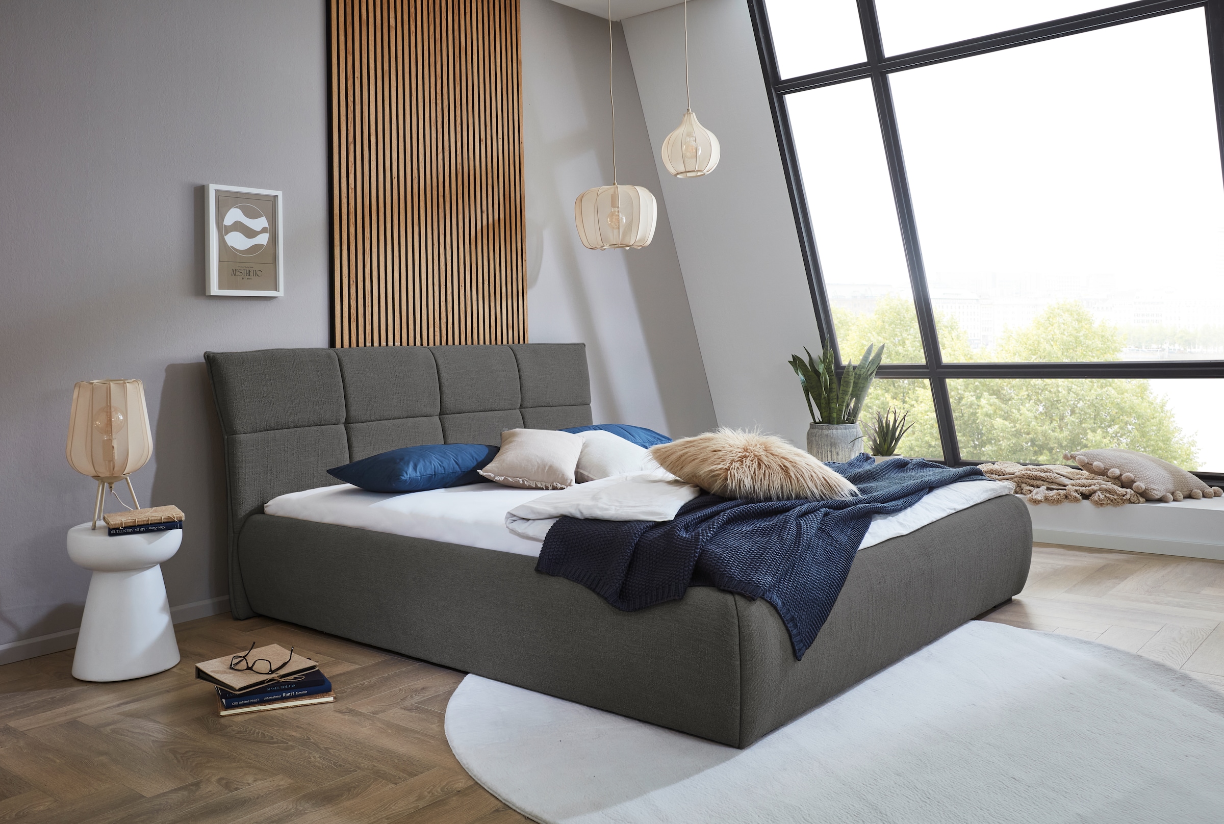 ATLANTIC home collection Polsterbett »Narin in verschiedenen Größen« Polsterbett, Bezug mit Bouclé Charakter