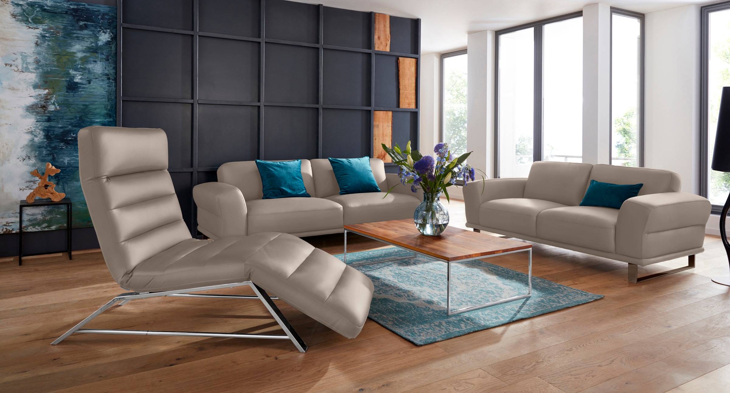 W.SCHILLIG 2,5-Sitzer »montanaa«, mit Metallkufen in Bronze pulverbeschichtet, Breite 232 cm