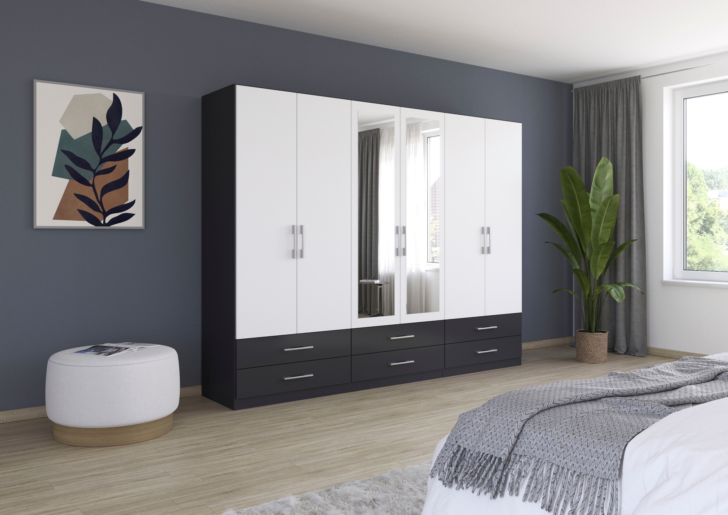 rauch Kleiderschrank »Schrank Garderobe Wäscheschrank HERSBRUCK in 2 Breiten« Breiten: 226 oder 271 cm, Höhe 210 cm,  mit 6 großzügigen Schubladen sowie Spiegeltüren MADE IN GERMANY