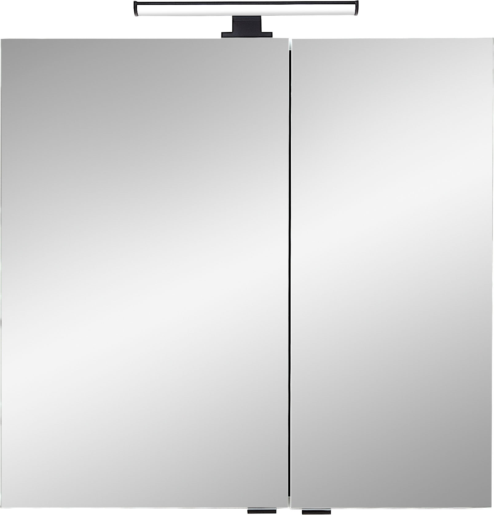 Saphir Badezimmerspiegelschrank »Quickset 500, 2 Türen, 67cm breit, LED-Aufsatzleuchte« inkl. Schalter und Steckdose