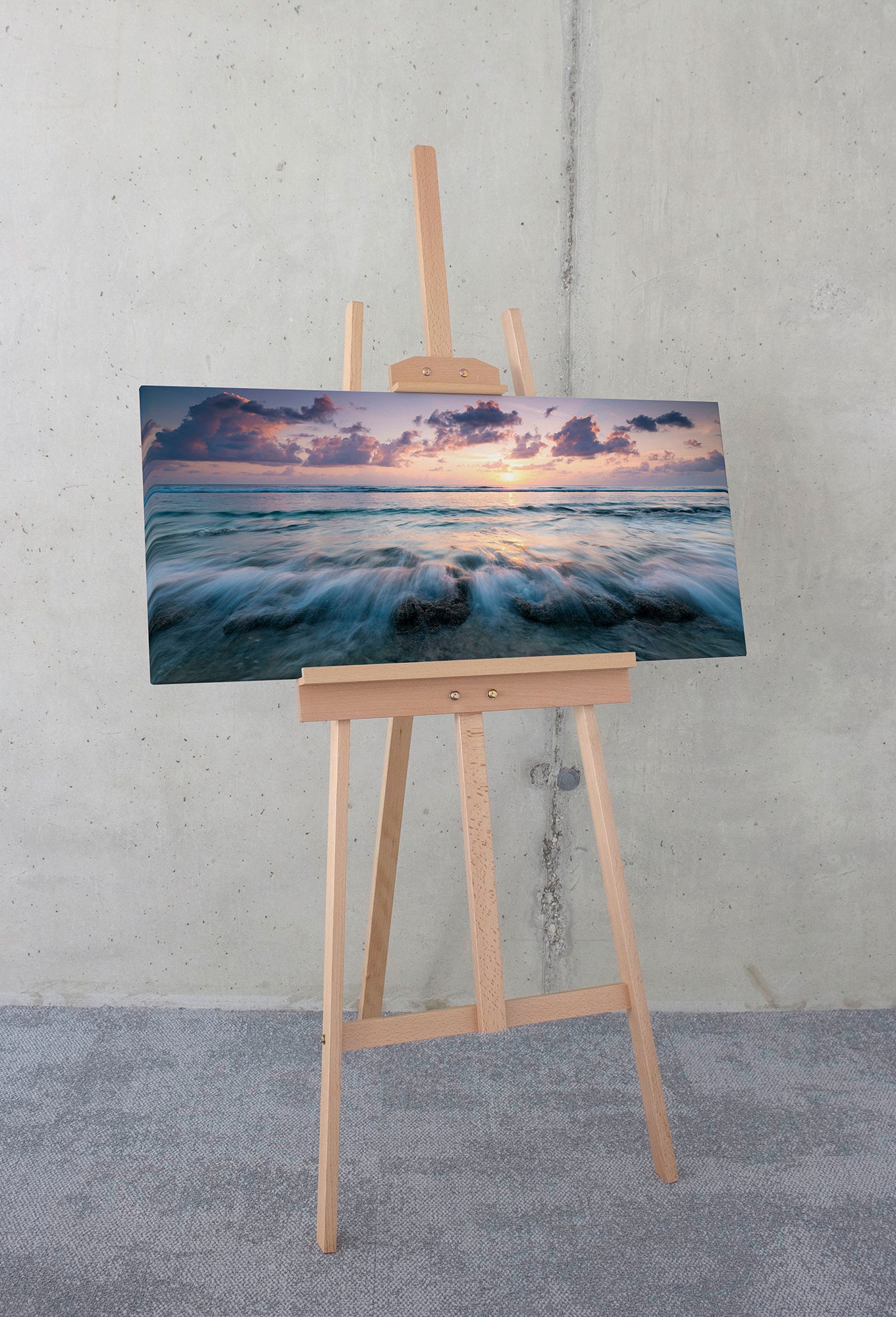 Komar Leinwandbild »Broken Waves - Größe 90 x 40 cm«, Baum-Blätter-Natur-Berge-Blumen-Foto-Jahreszeiten-Landschaft-Meer-Strand-Palmen, (Packung, 1 St.), Keilrahmenbild mi Echtholzrahmen