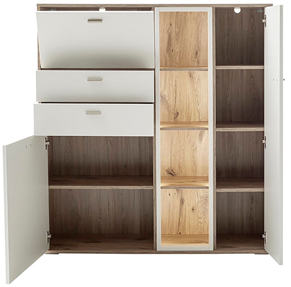 MCA furniture Highboard »SANTERNO«, mit 2 Türen, 2 Schubkästen,gedämpft, 1 Klappe, 4 Fächer, Breite 124 cm