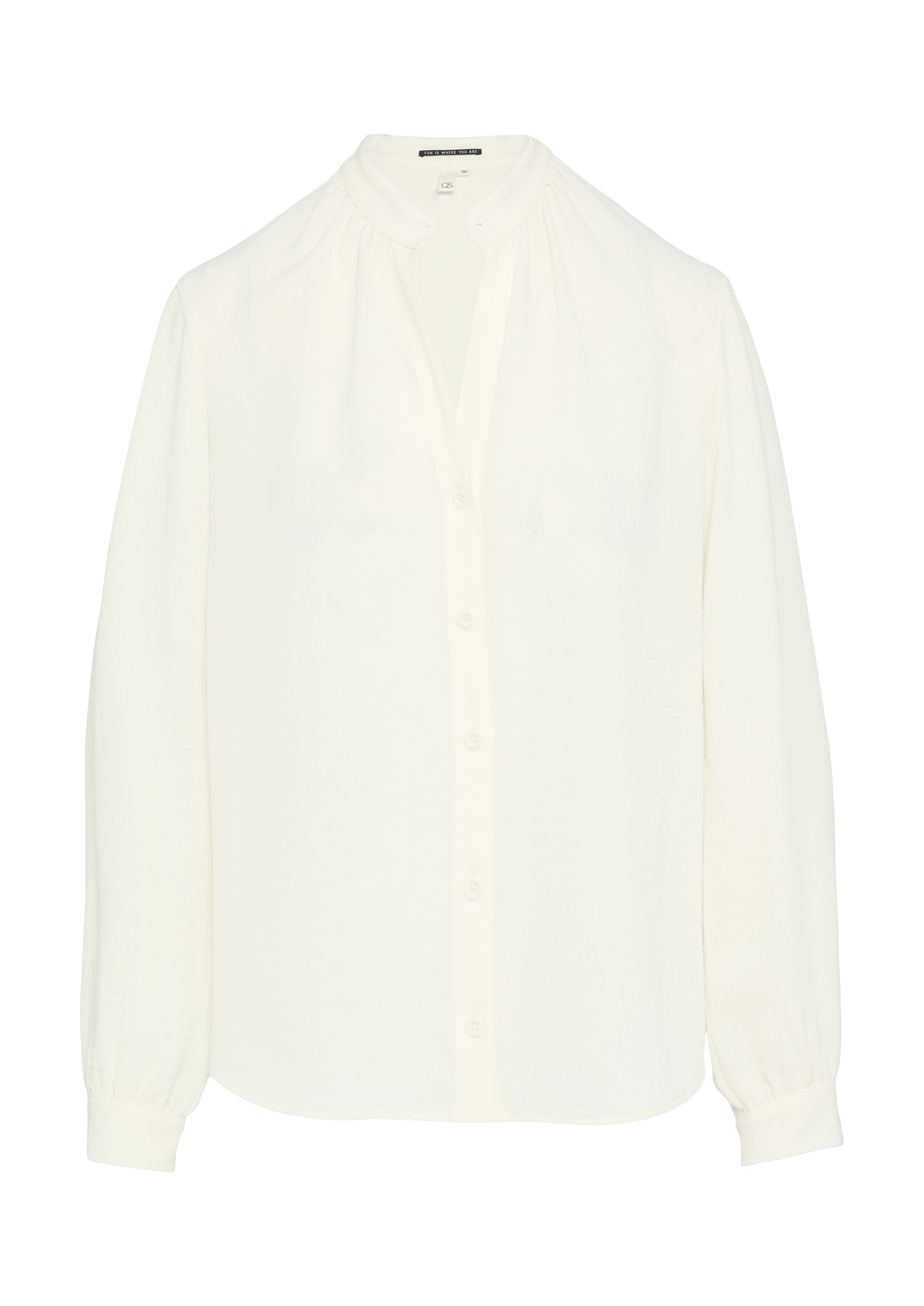 QS Langarmbluse mit Raffung am Stehkragen